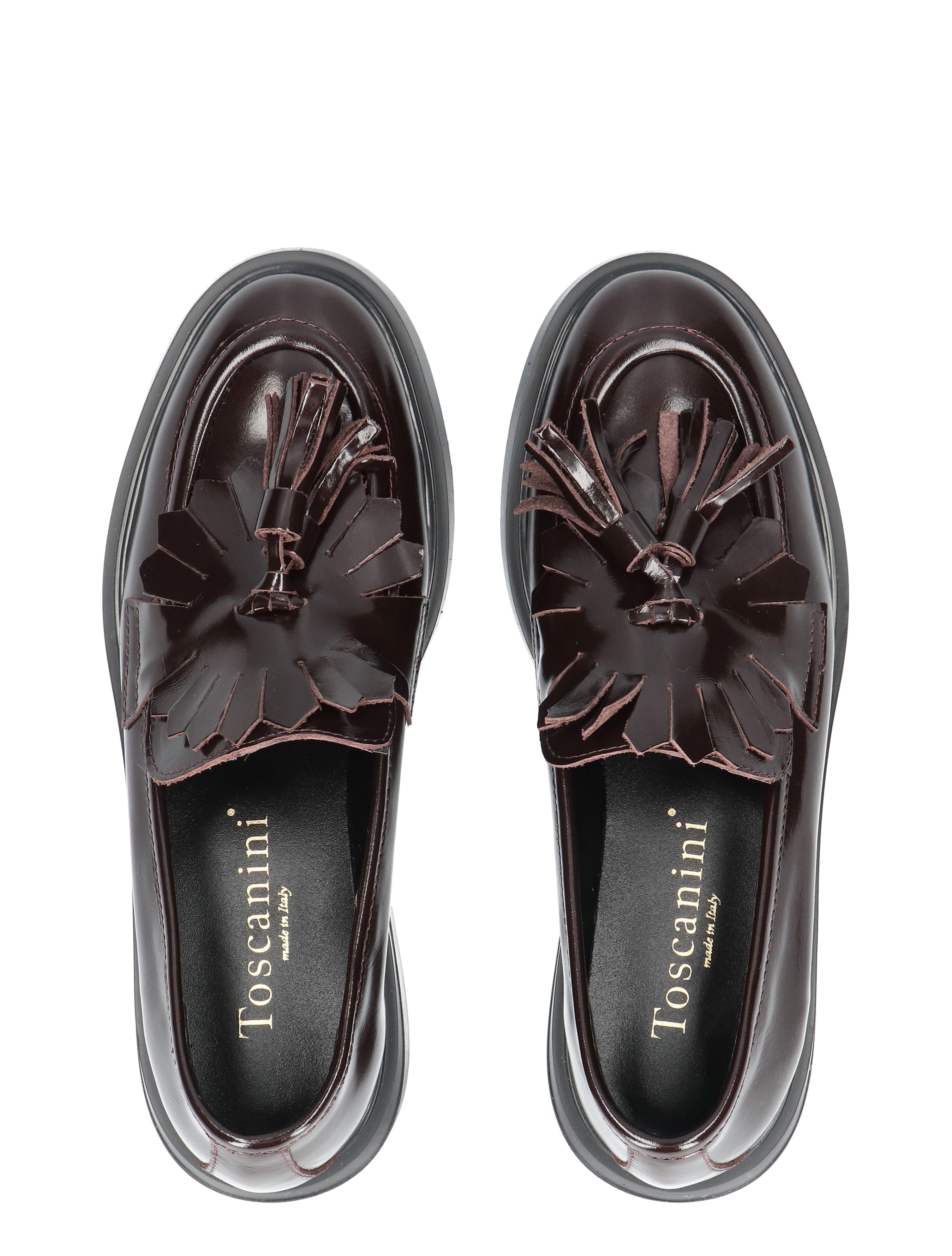 loafer, mocassin, tassel, donkerrood, lakleer