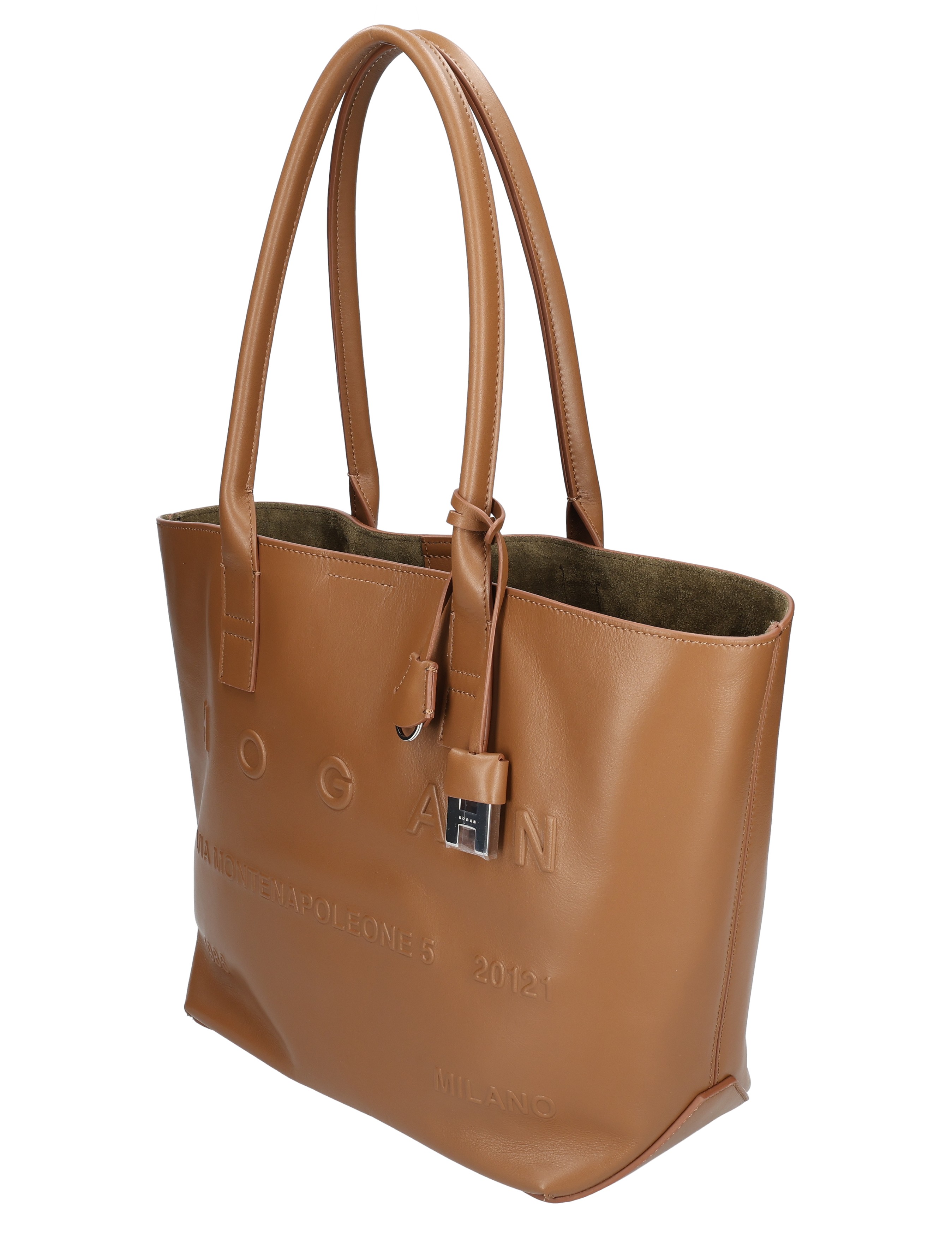 Hogan - Script Shopping Bag Small Brown - Dames - Schoudertassen - 49671_22_3
