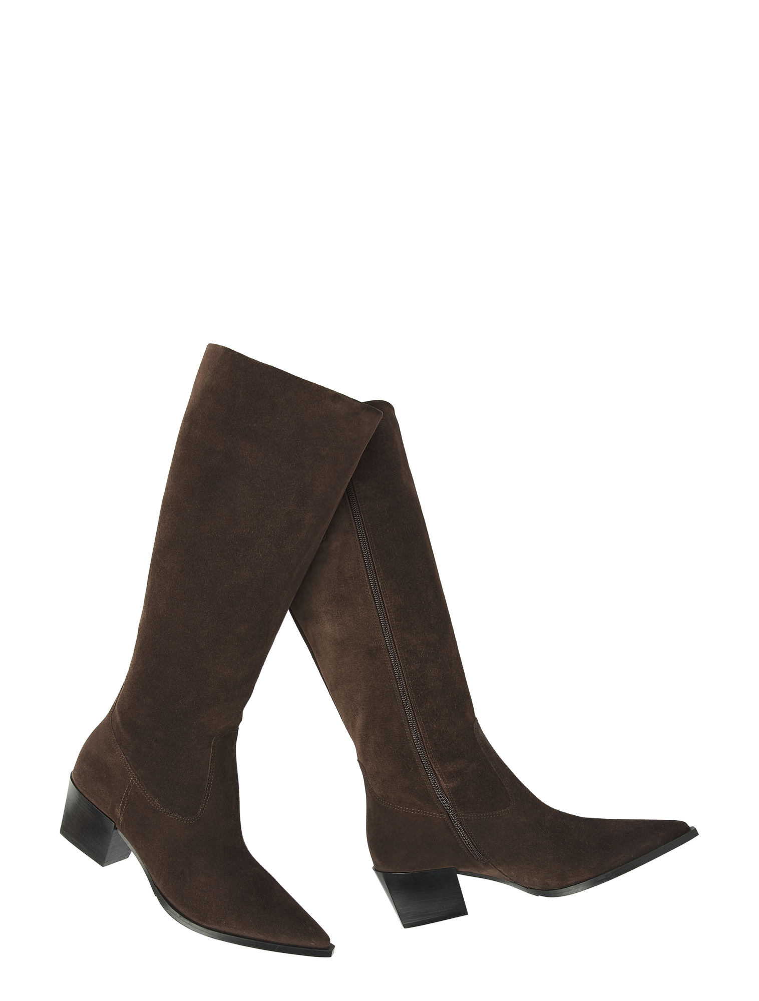 suede, boots, kniehoog, bruin, rits