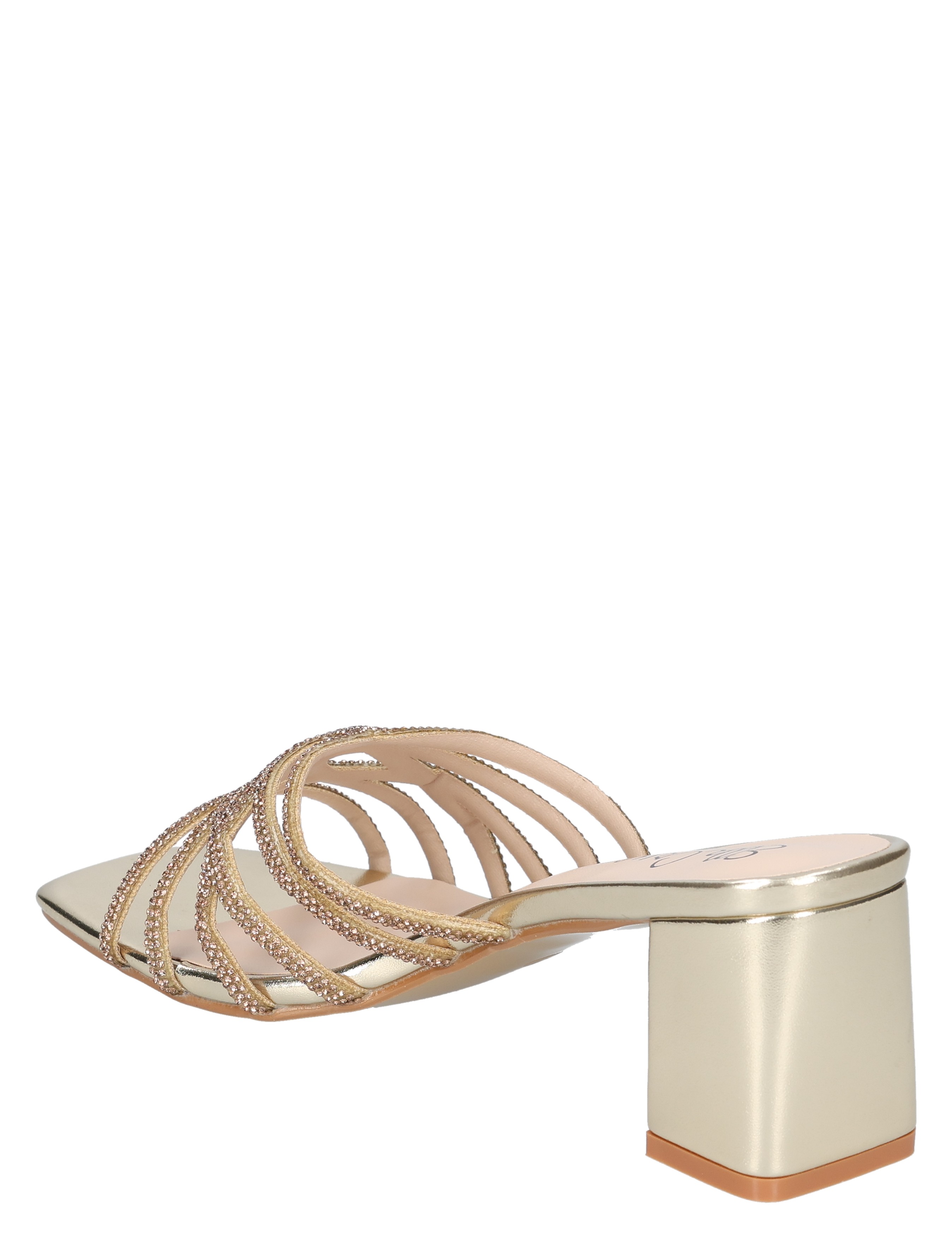 sandals, sparkling straps, crystal embellishment, block heel, metallic gold