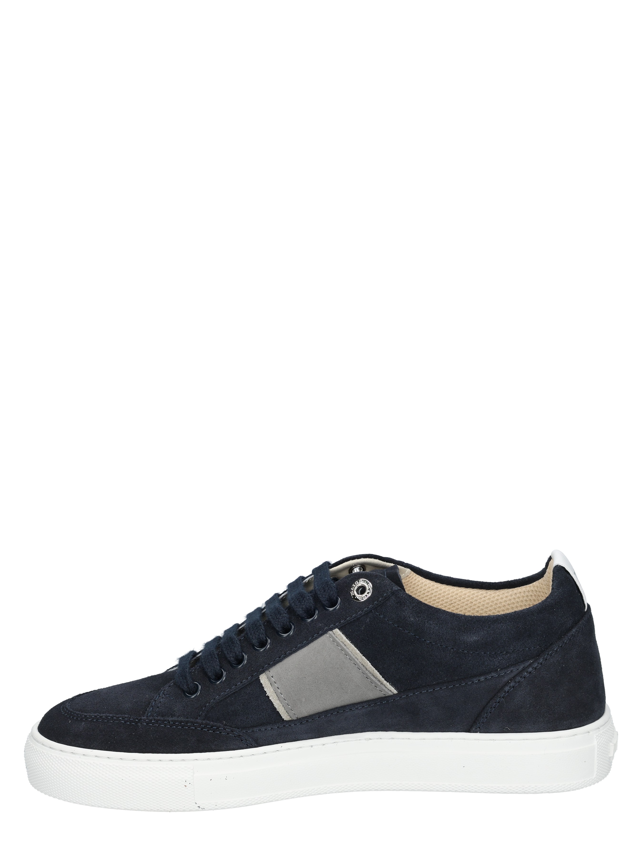sneaker, donkerblauw, suede, canvas, witte zool