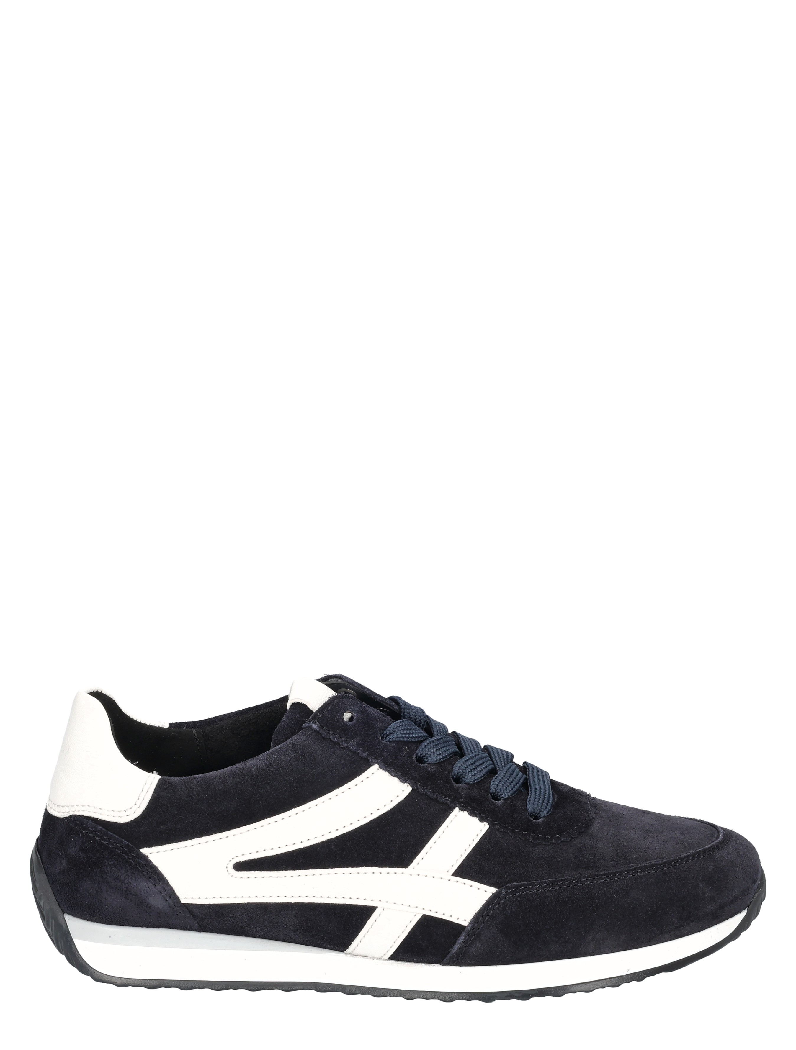 sneaker, donkerblauw, suede, witte panel, looppas