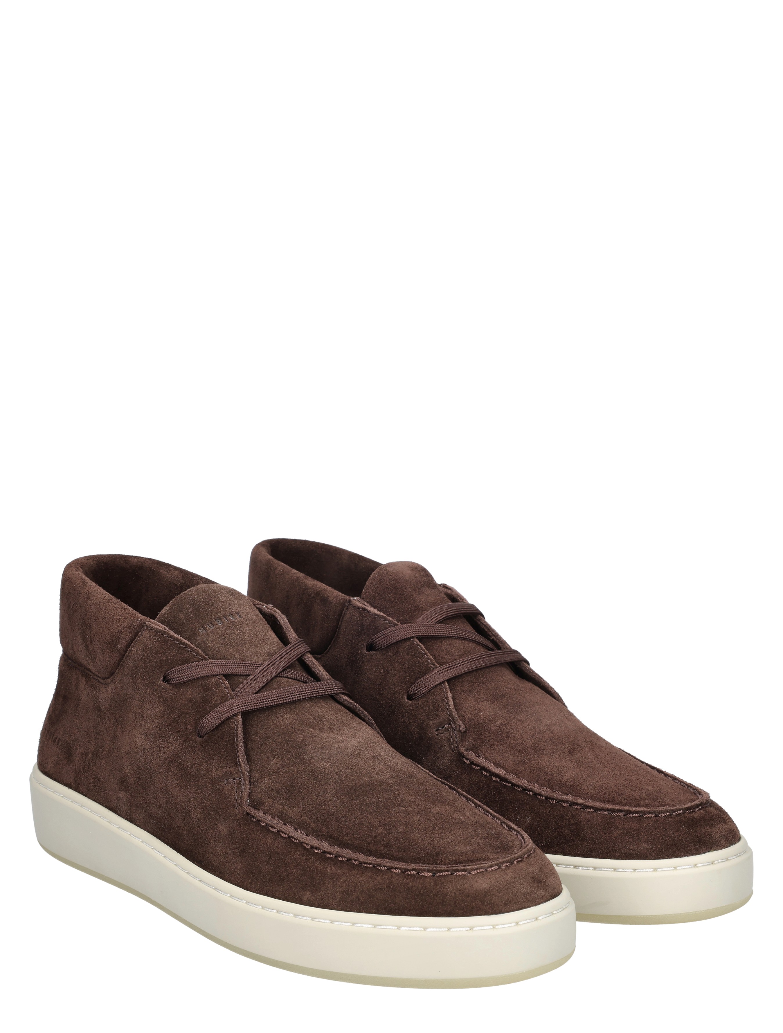bruin suède, chelsea-stijl, veters, casual schoenen, witte zool
