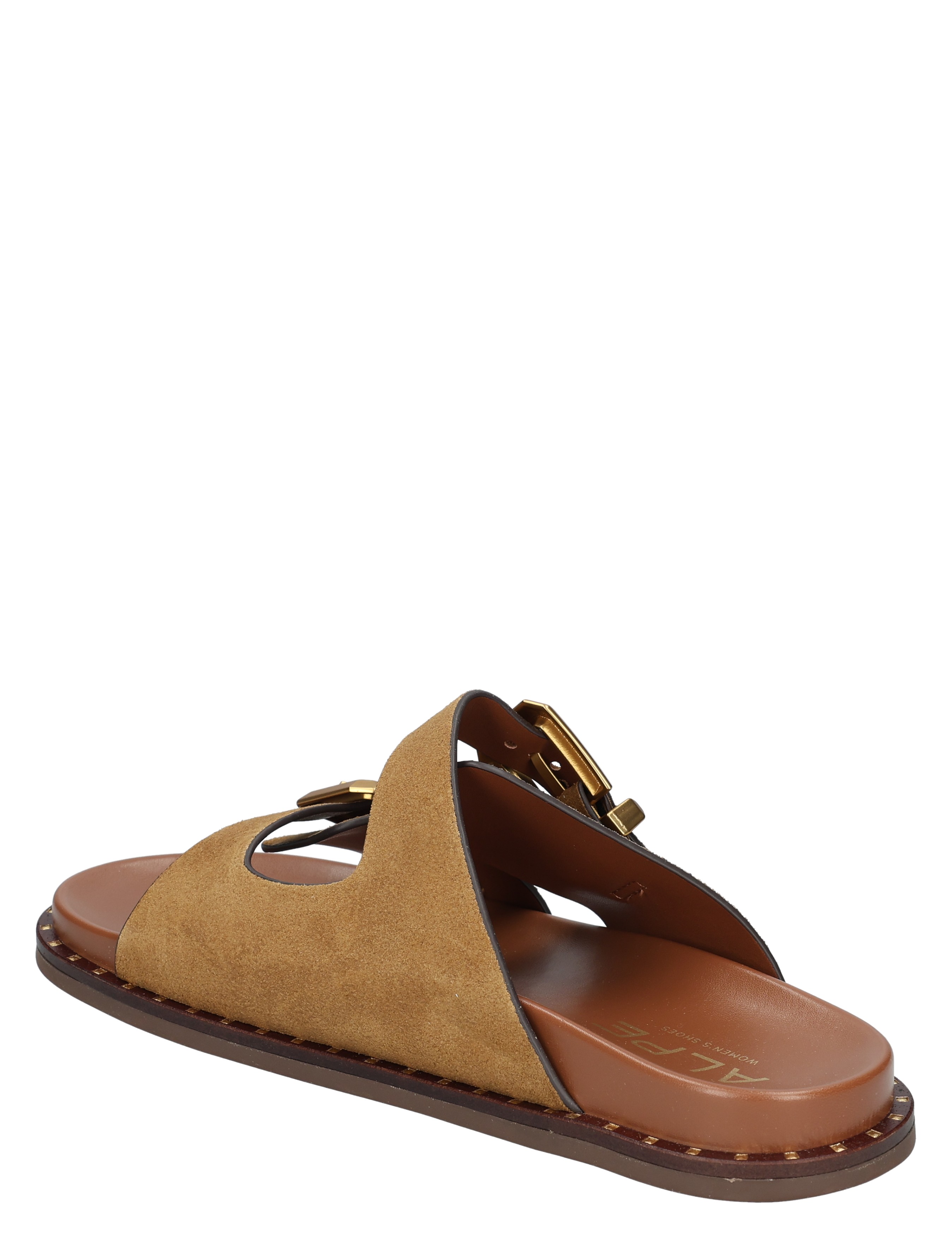 sandalen, slippers, suede, bruin, open hiel