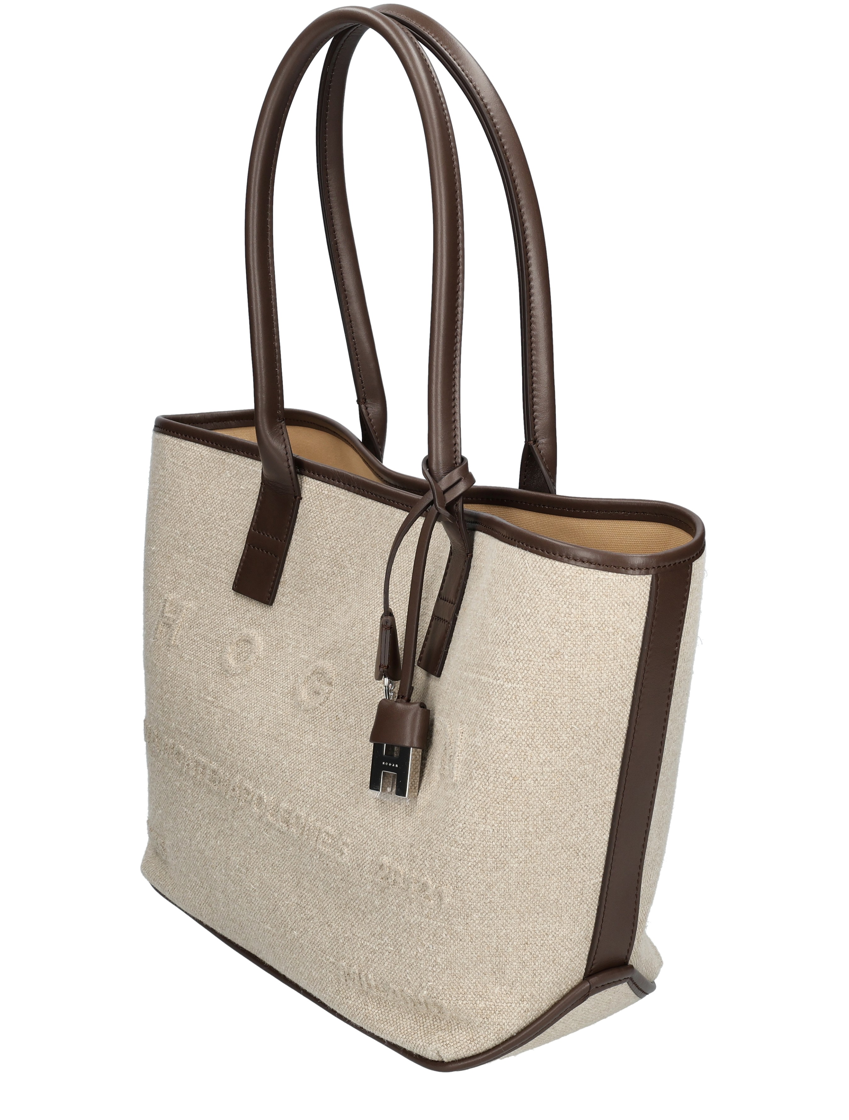 Hogan - Script Shopping Bag Small Brown Ivory - Dames - Schoudertassen - 49673_72_3