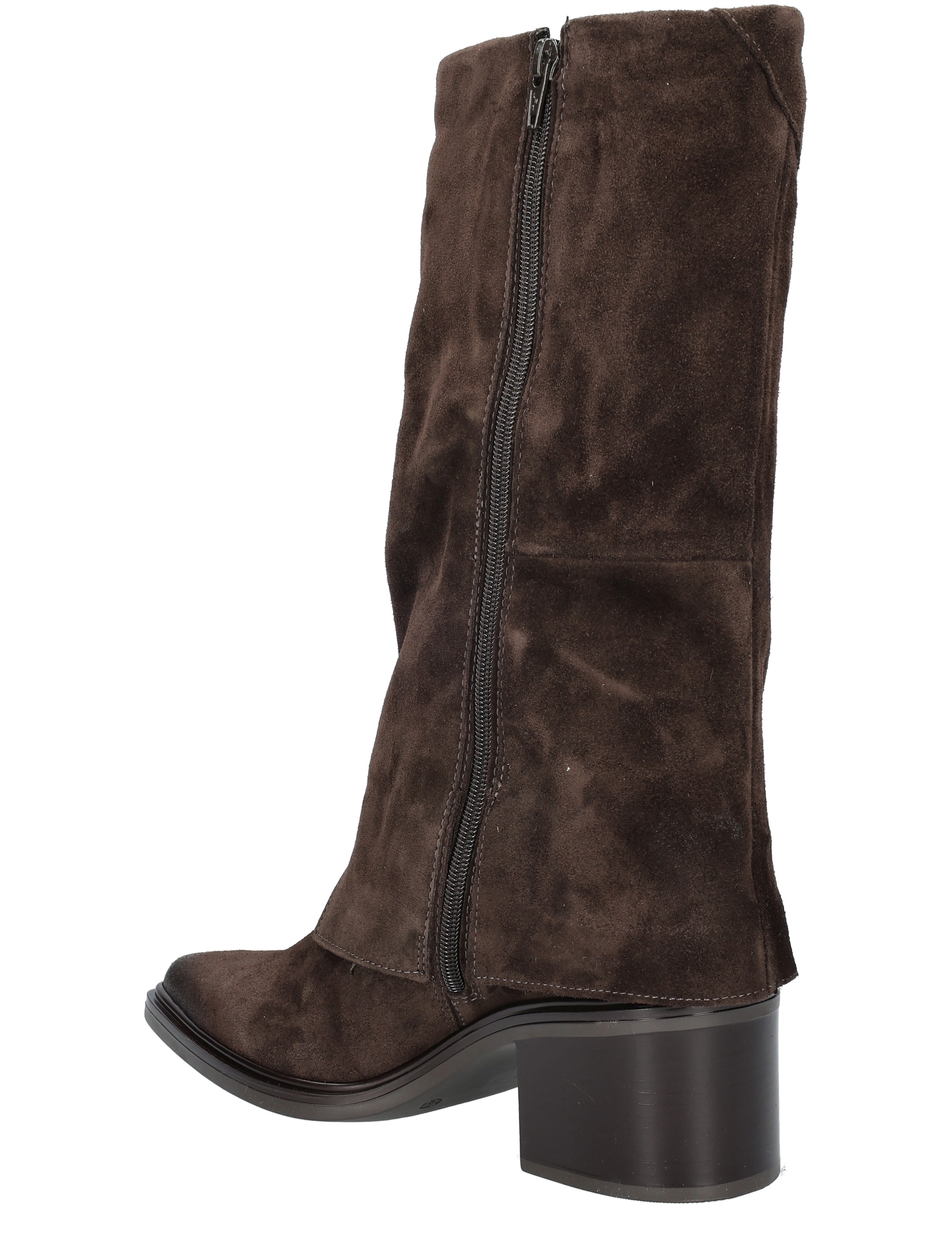 laarzen, knielaarzen, bruin, suede, rits