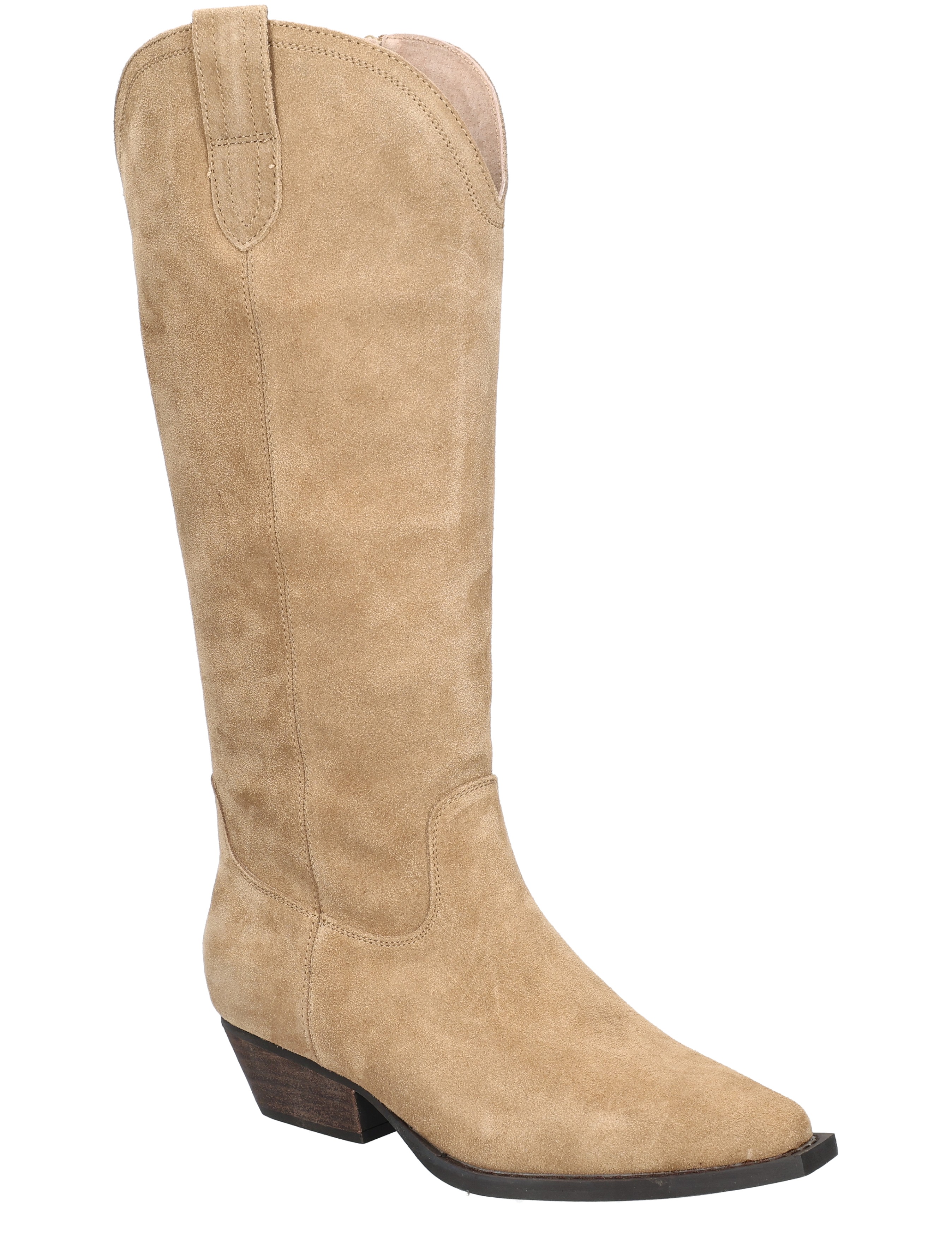 laarzen, knee-high, suede, beige, hiel