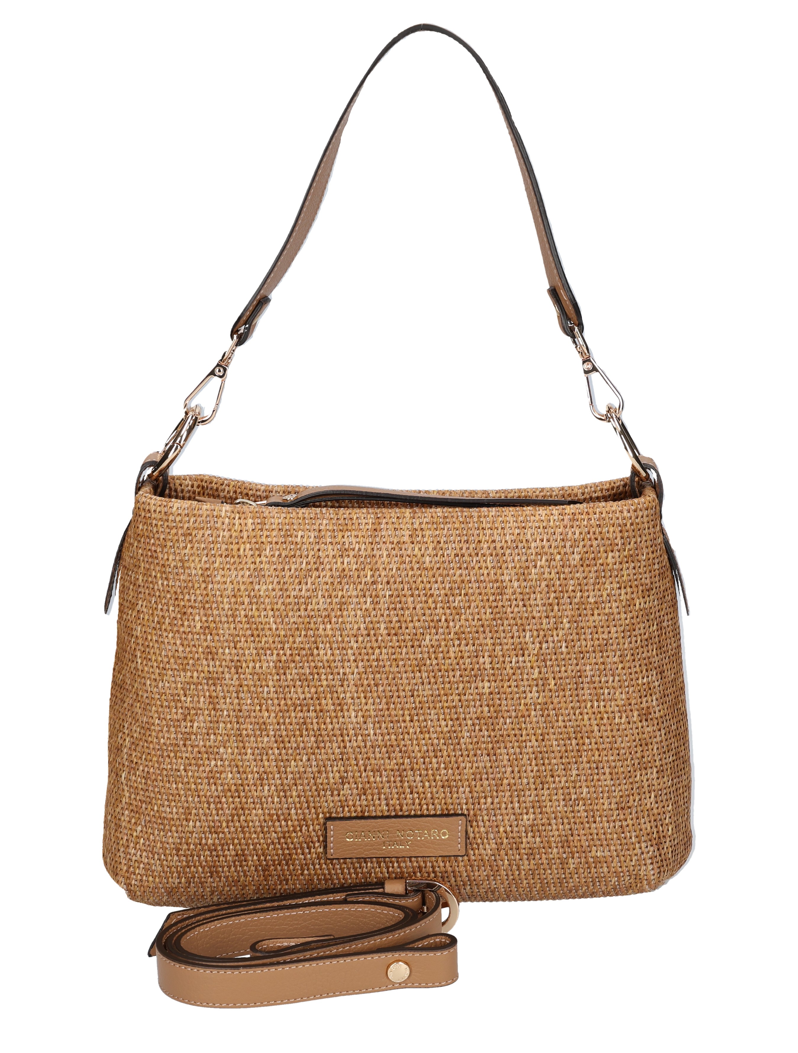 tote, stralend, rattansynthetisch, bamboe look, schoudertas