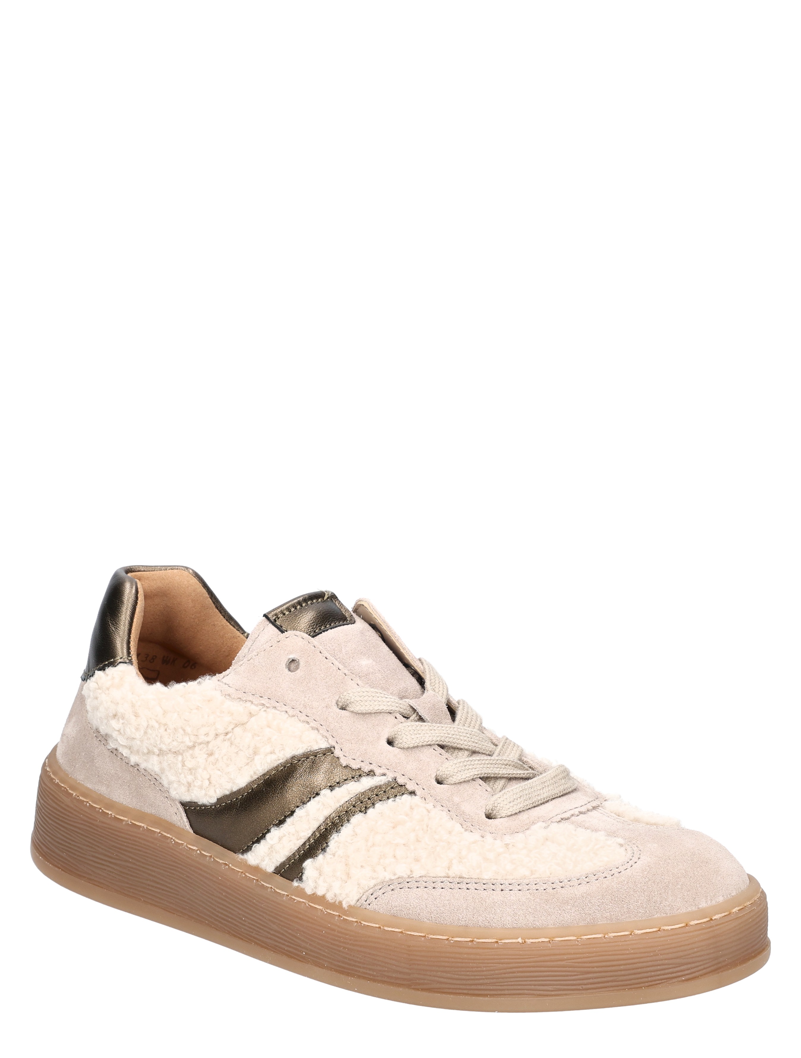 sneaker, luxe suède, faux shearling, laag model, casual sneaker