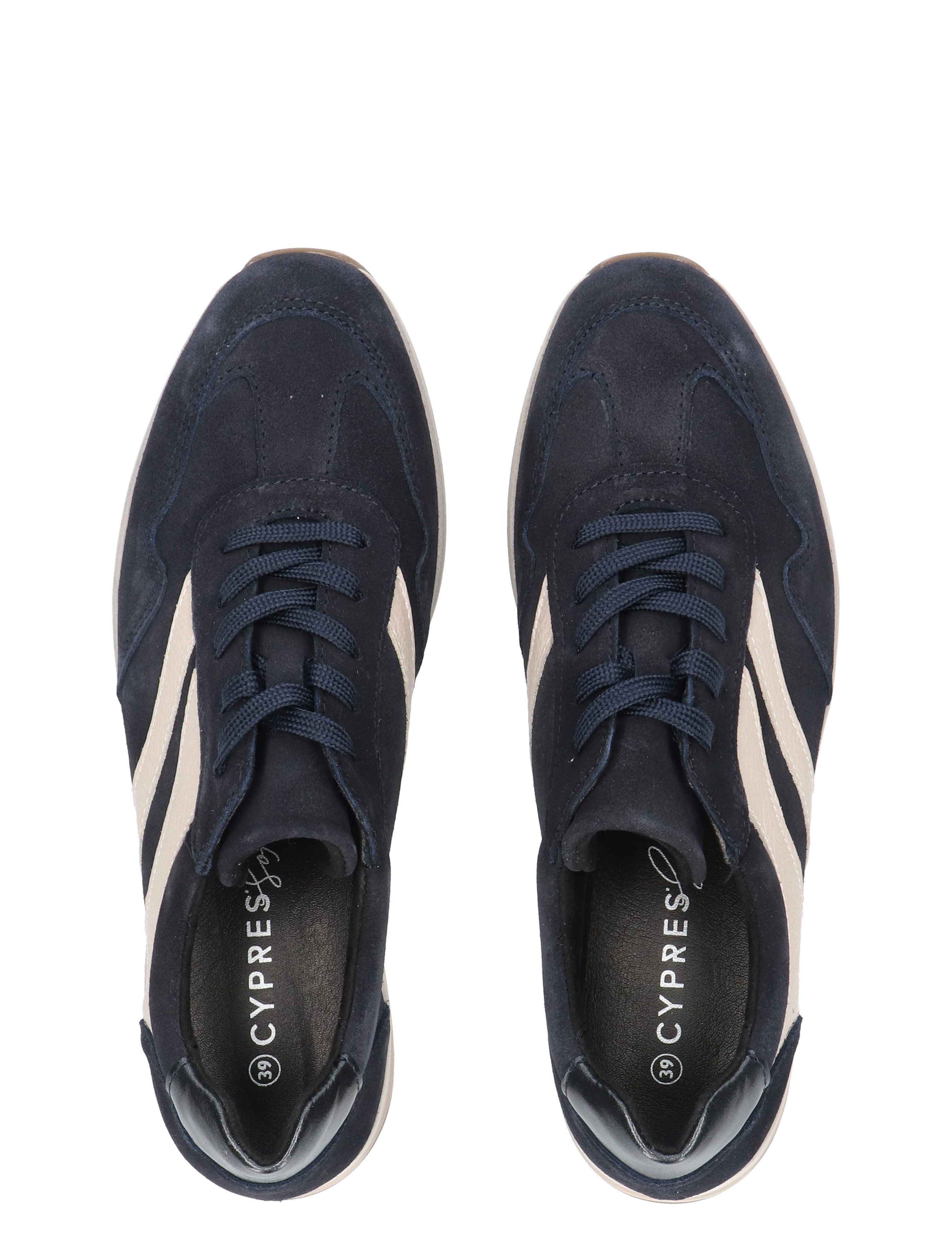 sneakers, navy, lace-up, suede, stripe