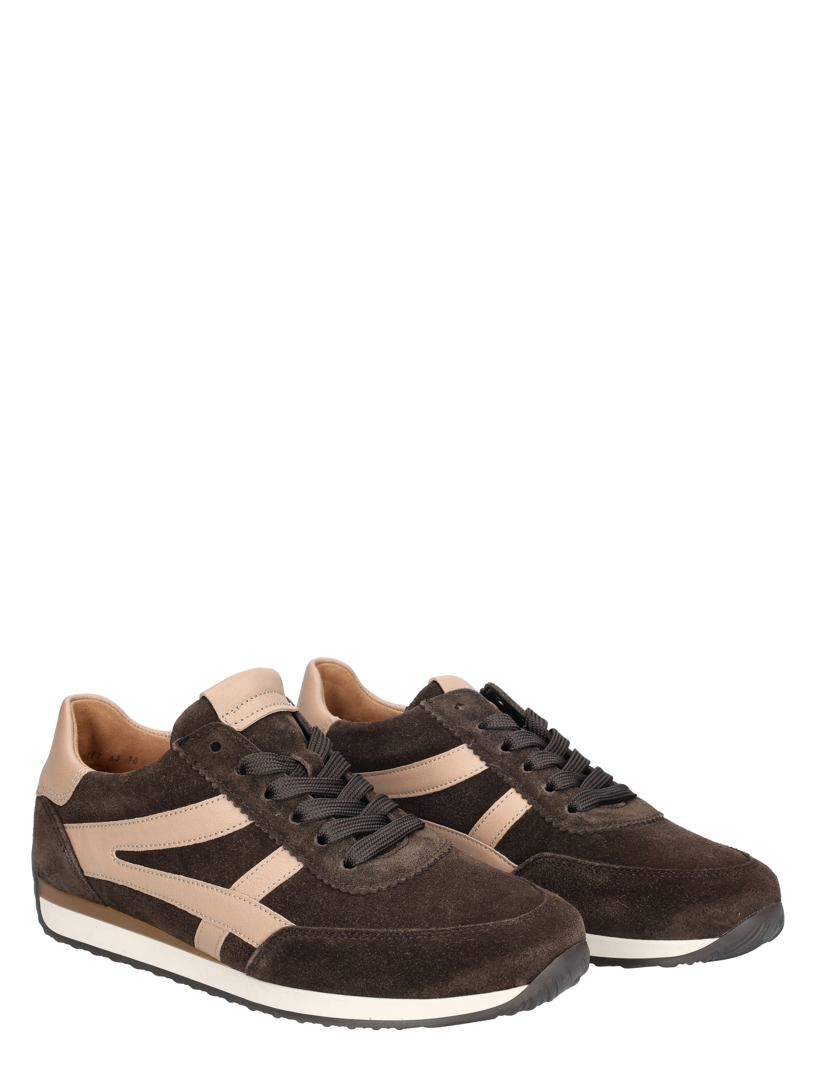 sneakers, bruin, suede, veter, contrast-band