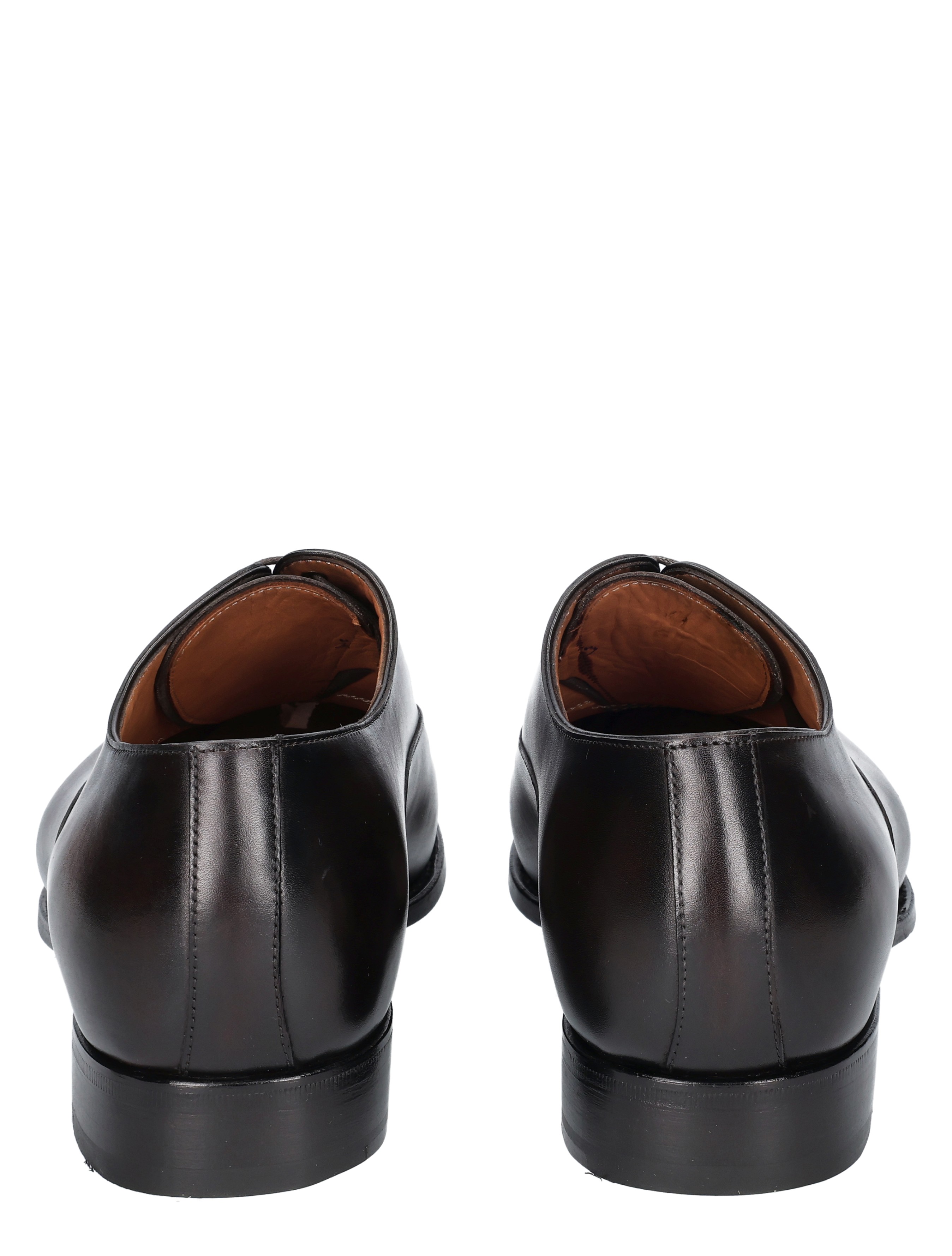 lakschoenen, leren, zwarte, geoliede, riemenloze achterkant