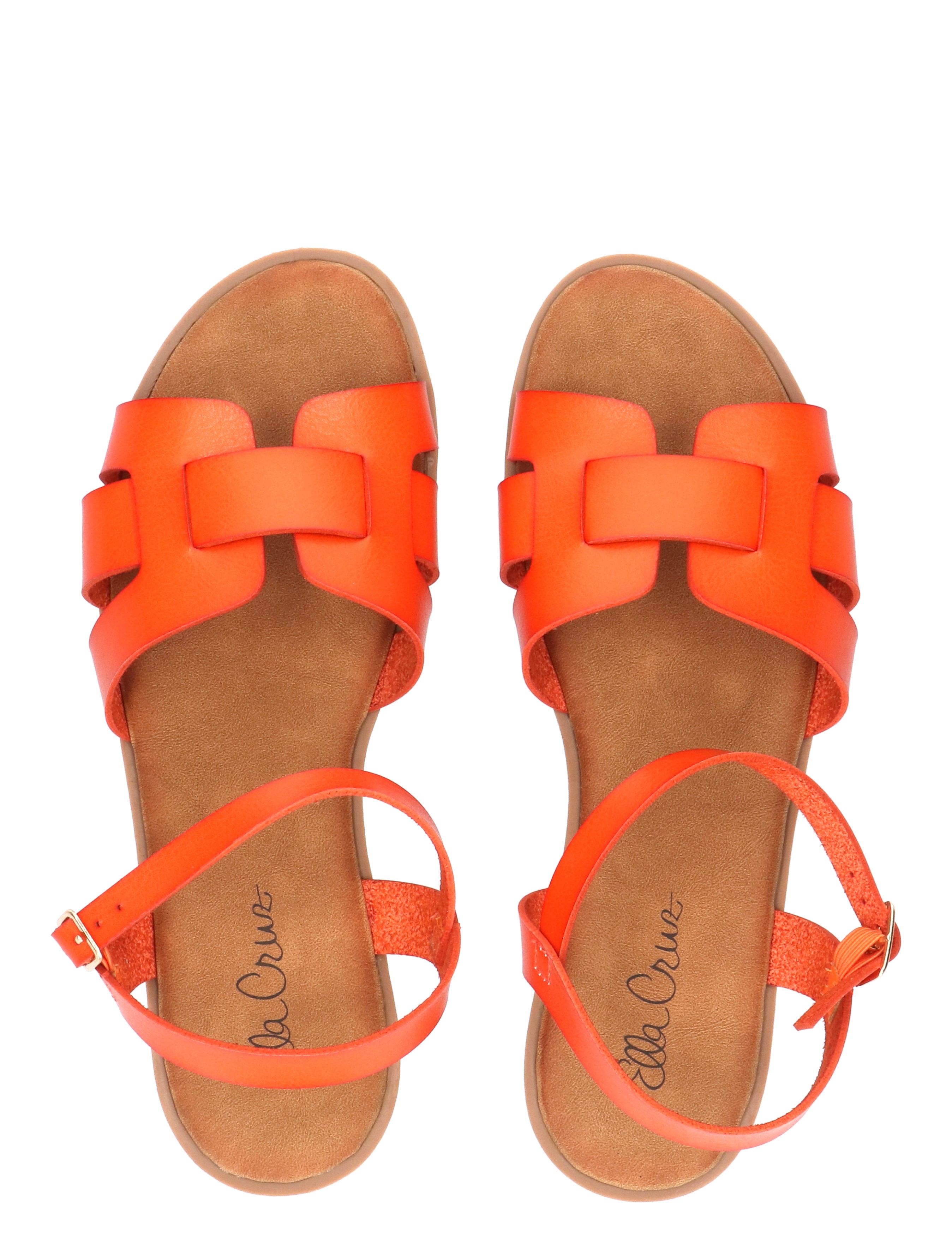 sandalen, oranje, bandjes, dames, plat