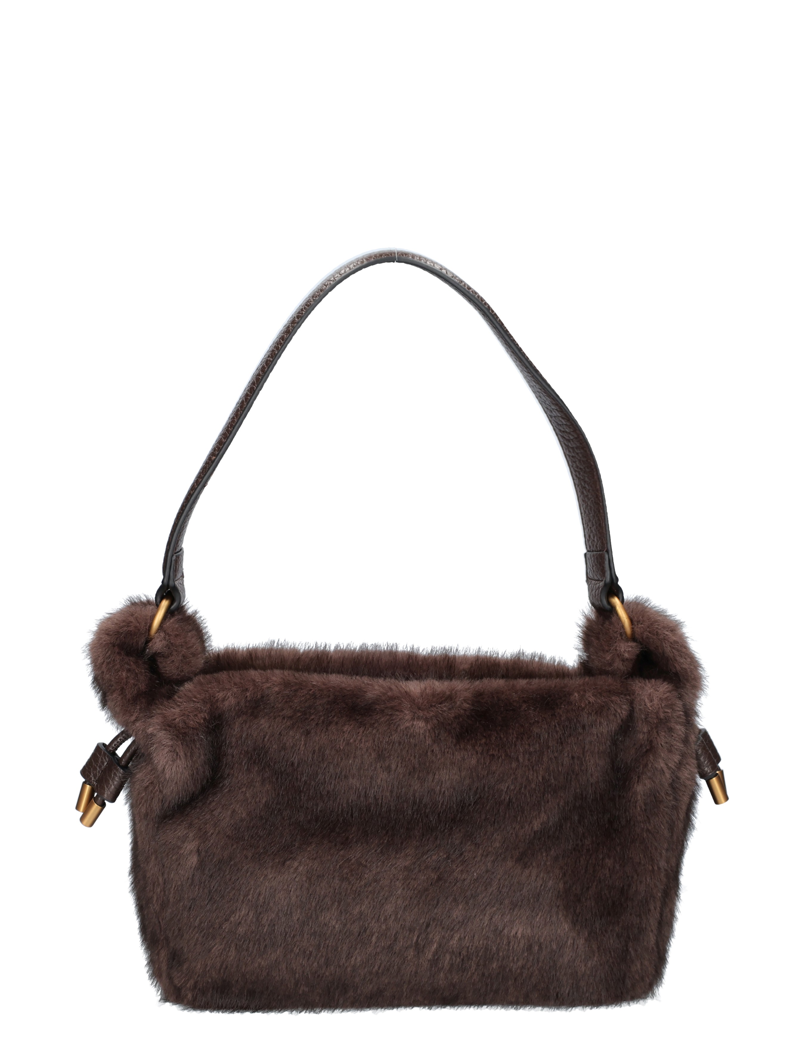 faux fur bag, brown fur, handbag, shoulder bag, brown leather strap