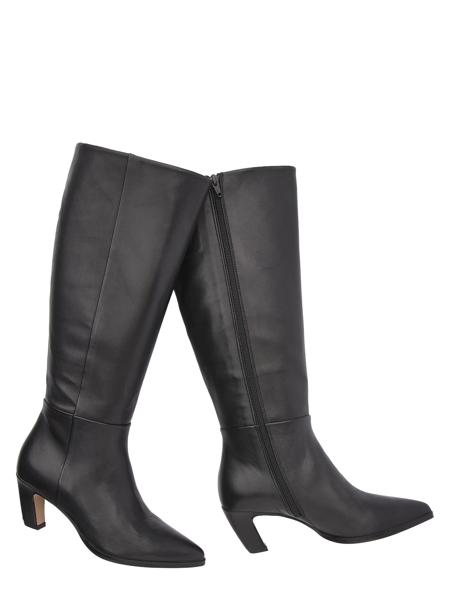 knee-high, boots, black, zip, leather