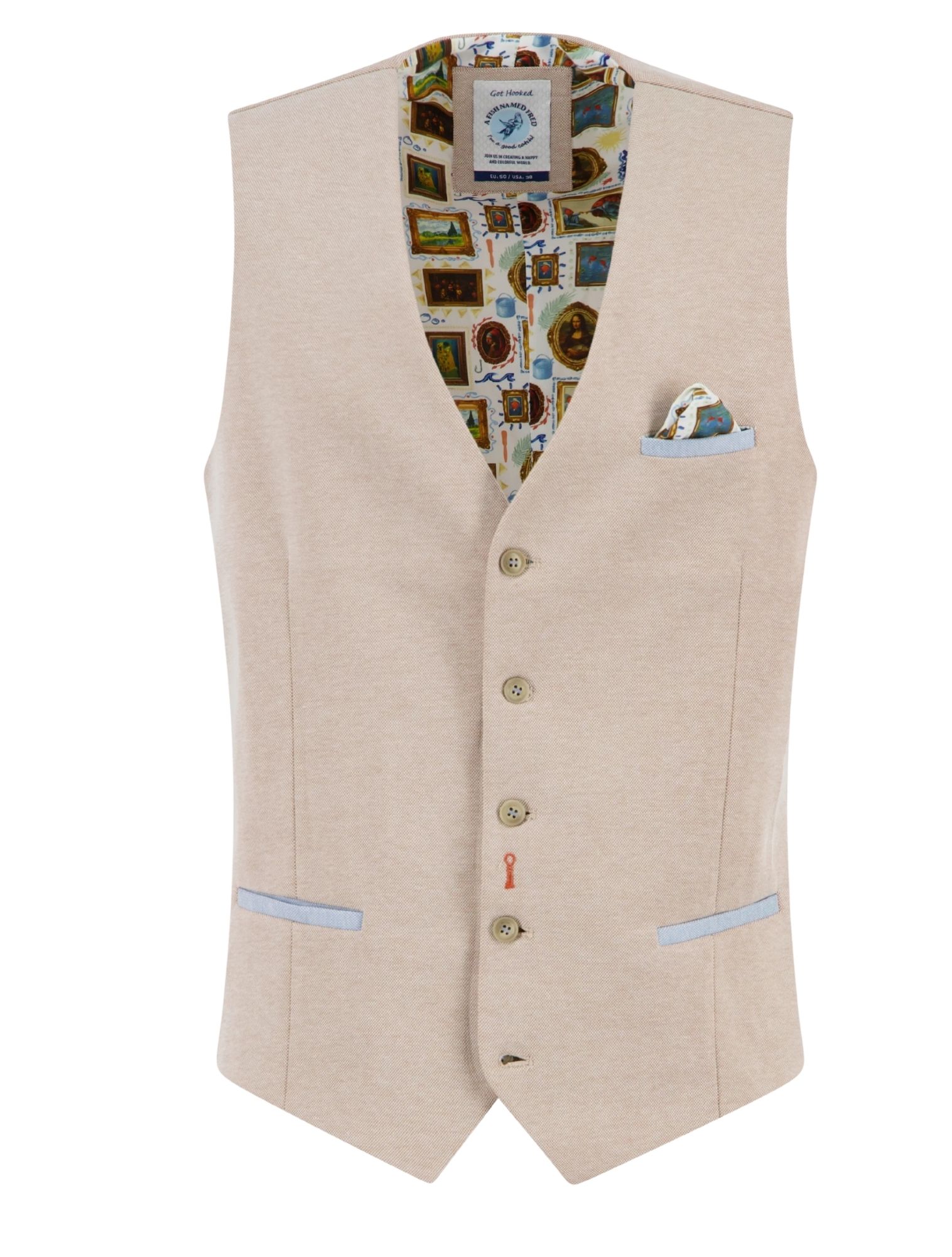 A Fish Named Fred - Waistcoat Pique 205 Sand - Heren - Jassen & Jacks - 51190_77_1