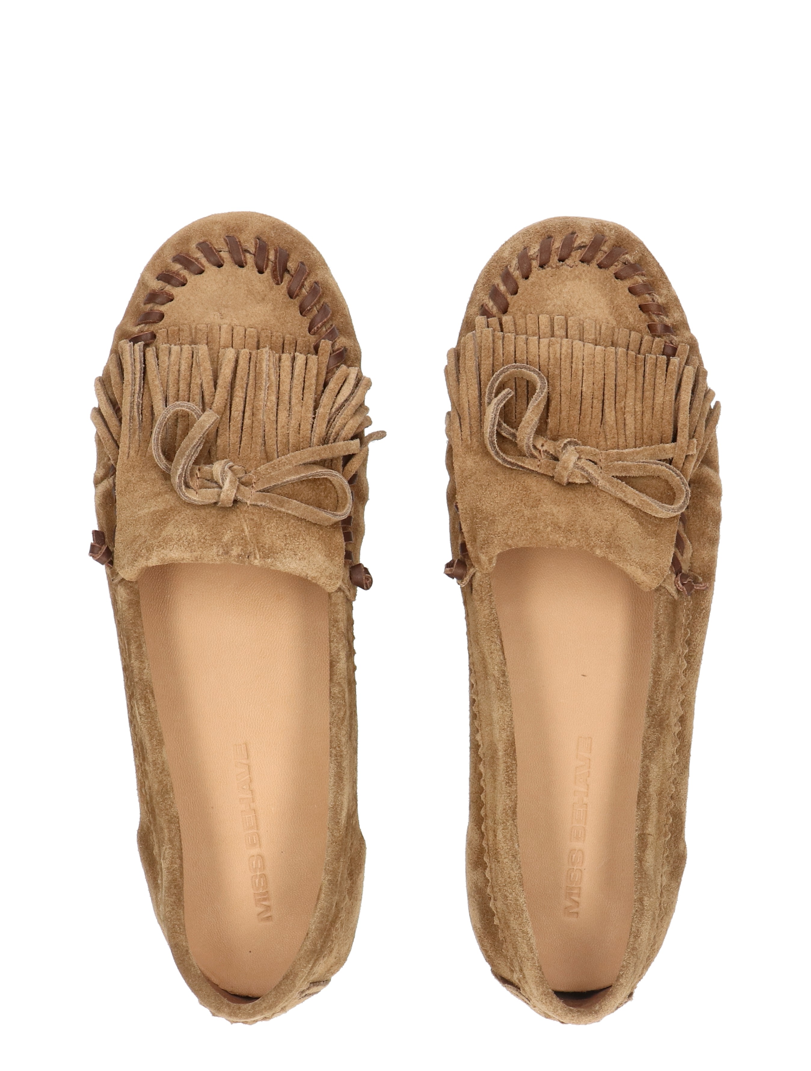 moccassin, suede, instappers, lamsleder, franje