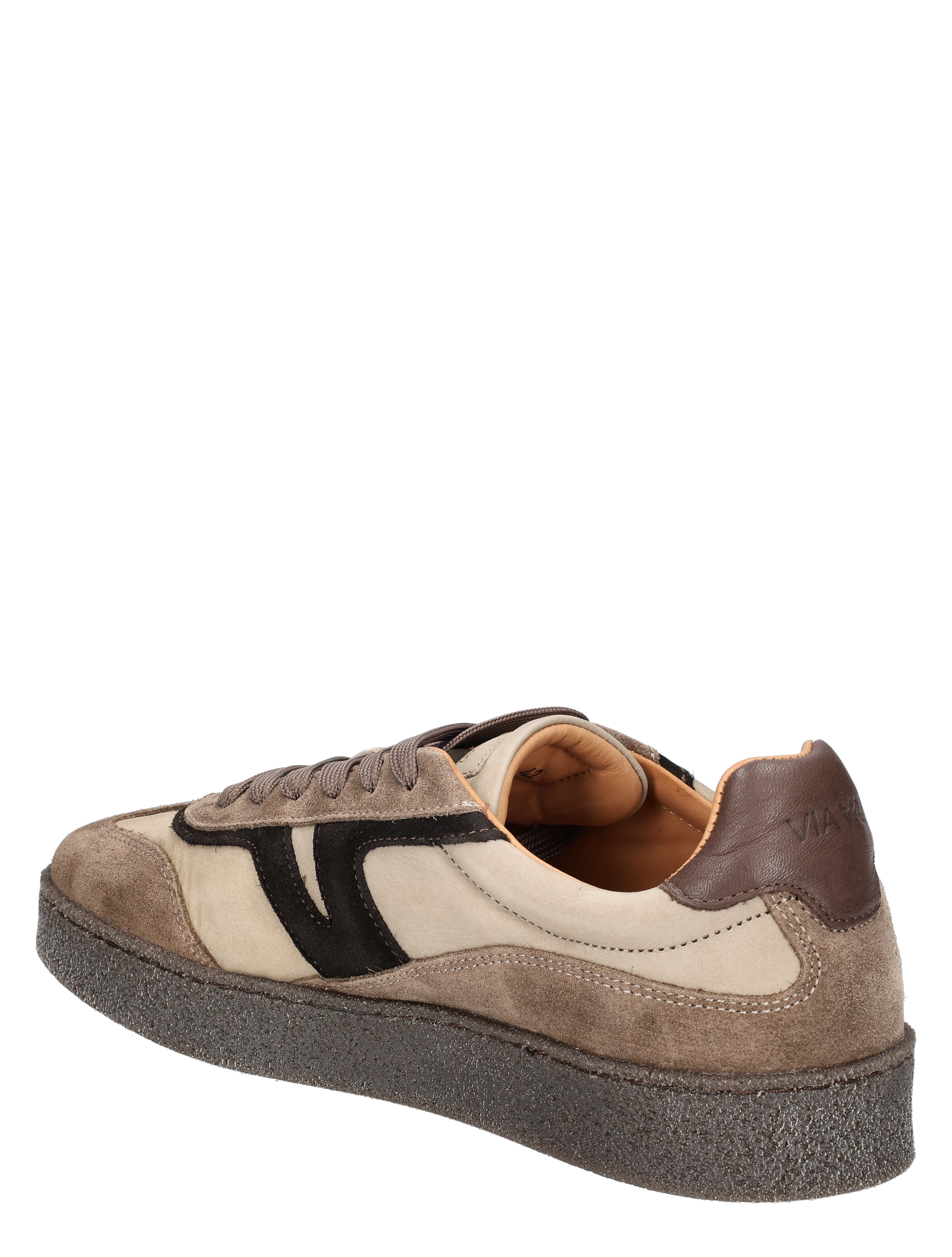 sneaker, lederen zijkant, suède, veters, creme kleur