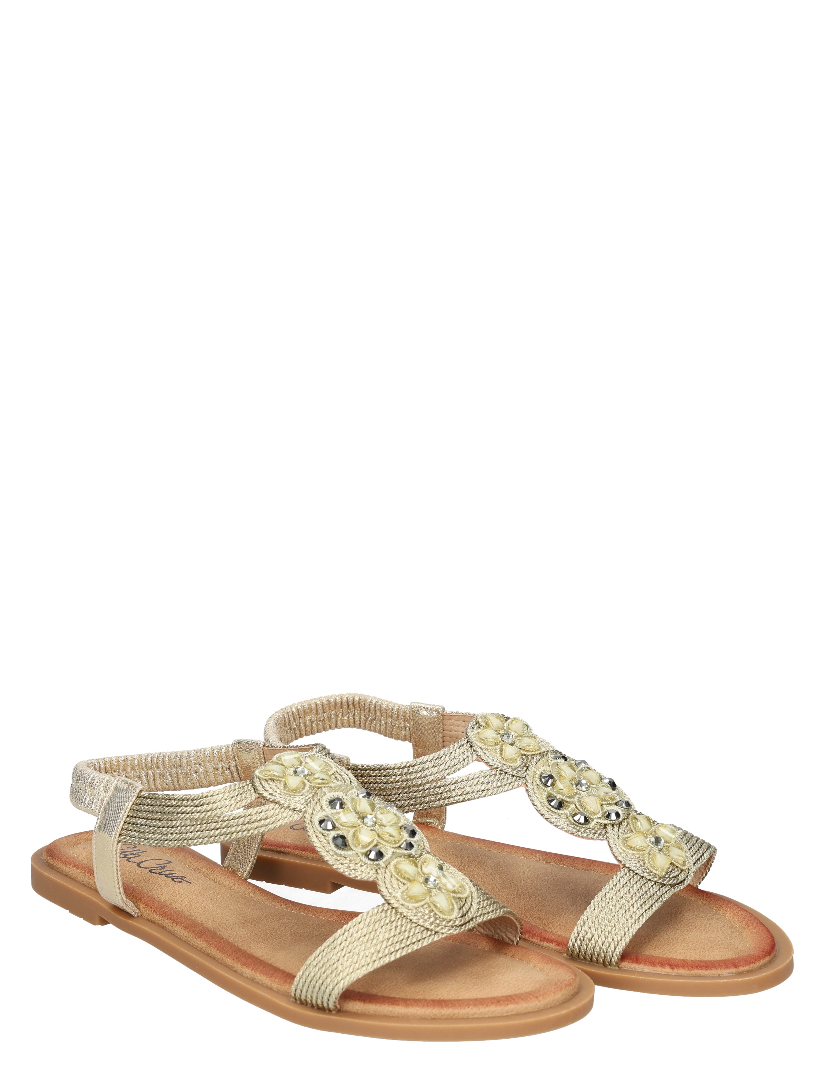 sandal, sandalen, glitter, gouden tint, decoratieve versieringen