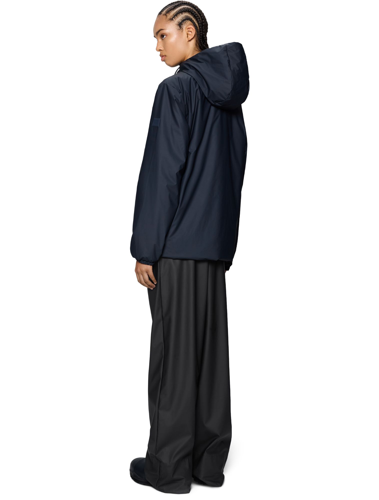 jacket, hooded, windbreaker, navy, oversized-pant