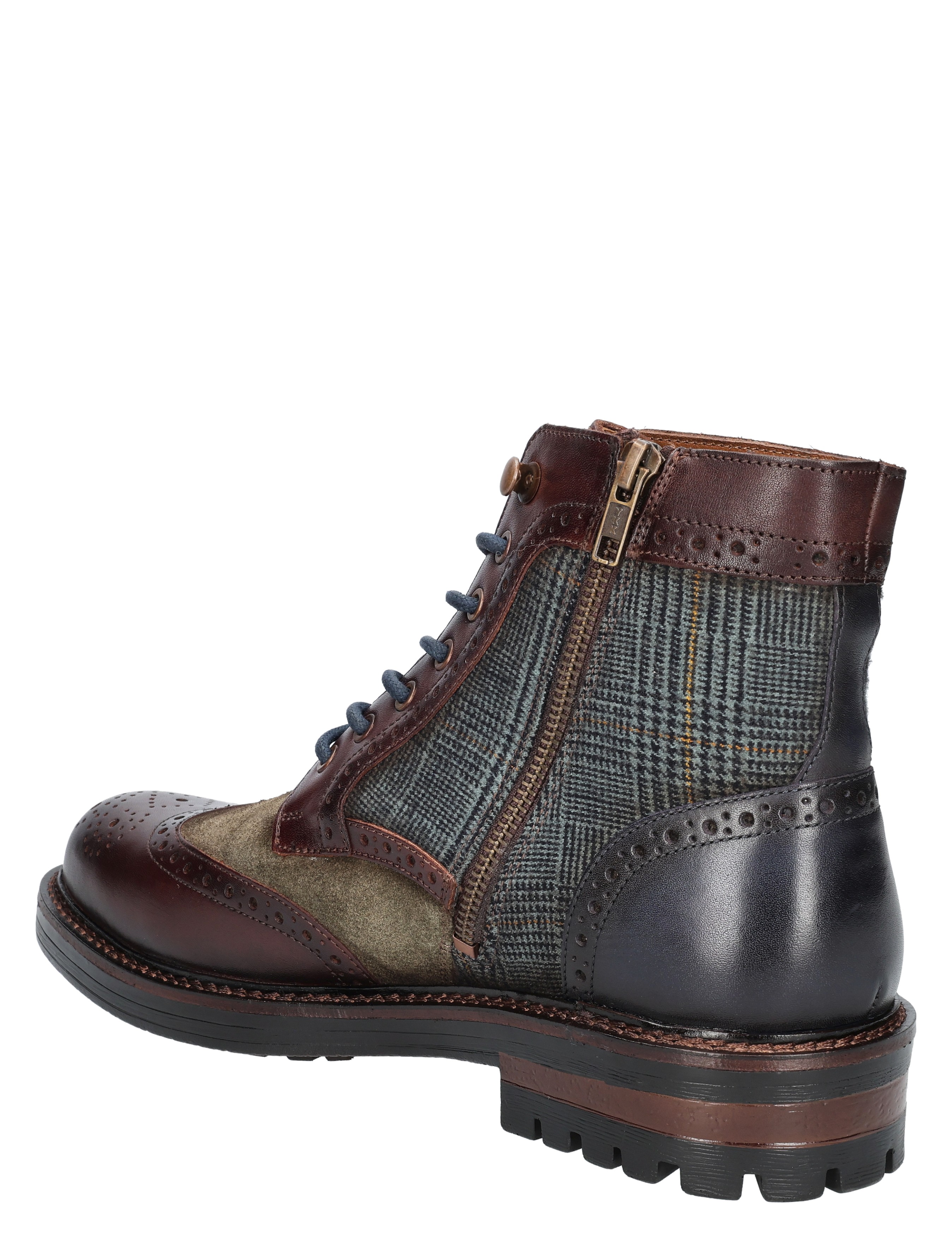 boot, ankleboot, laced, zipper, plaid