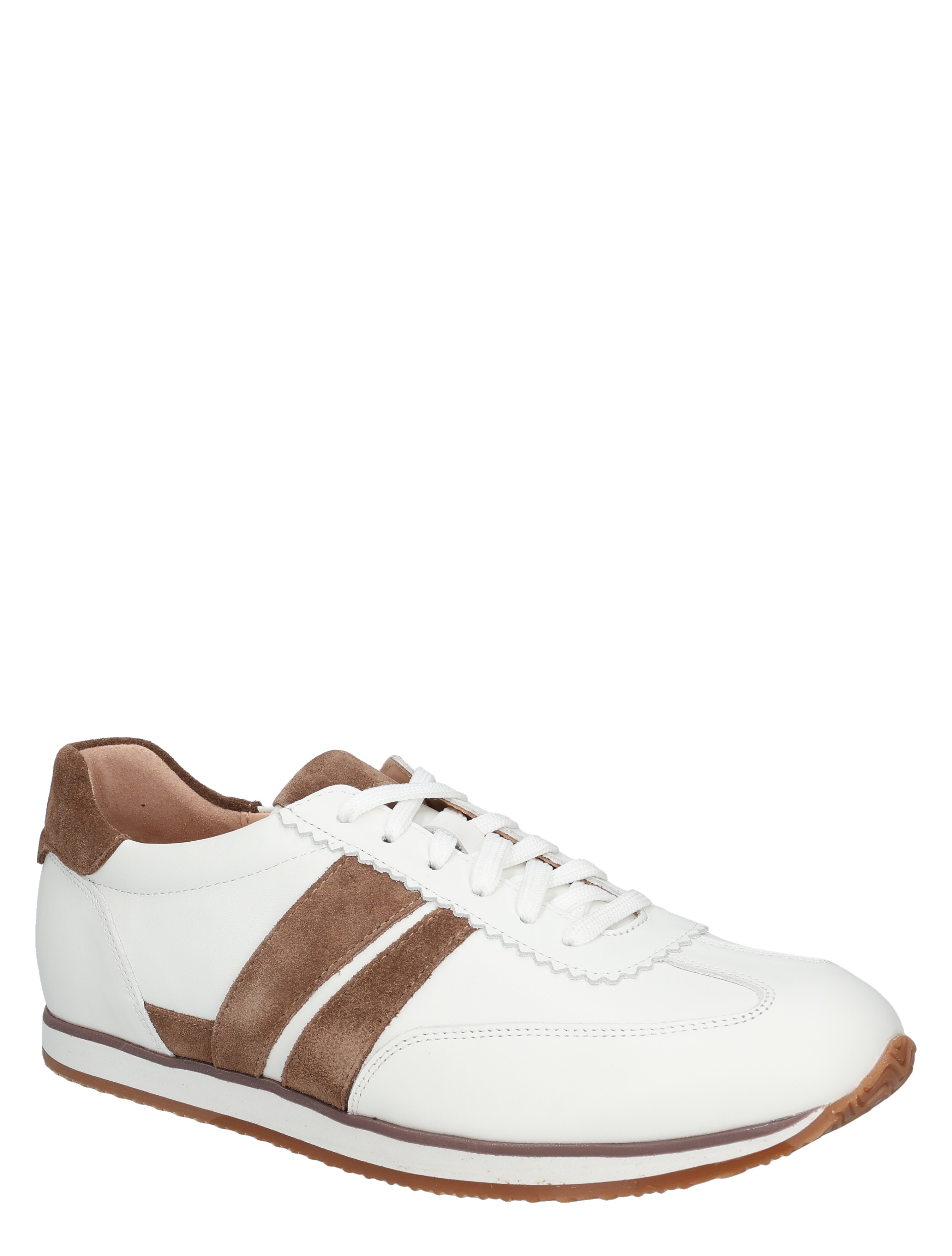 sneaker, wit, bruine suède, veterschoen, casuele schoen