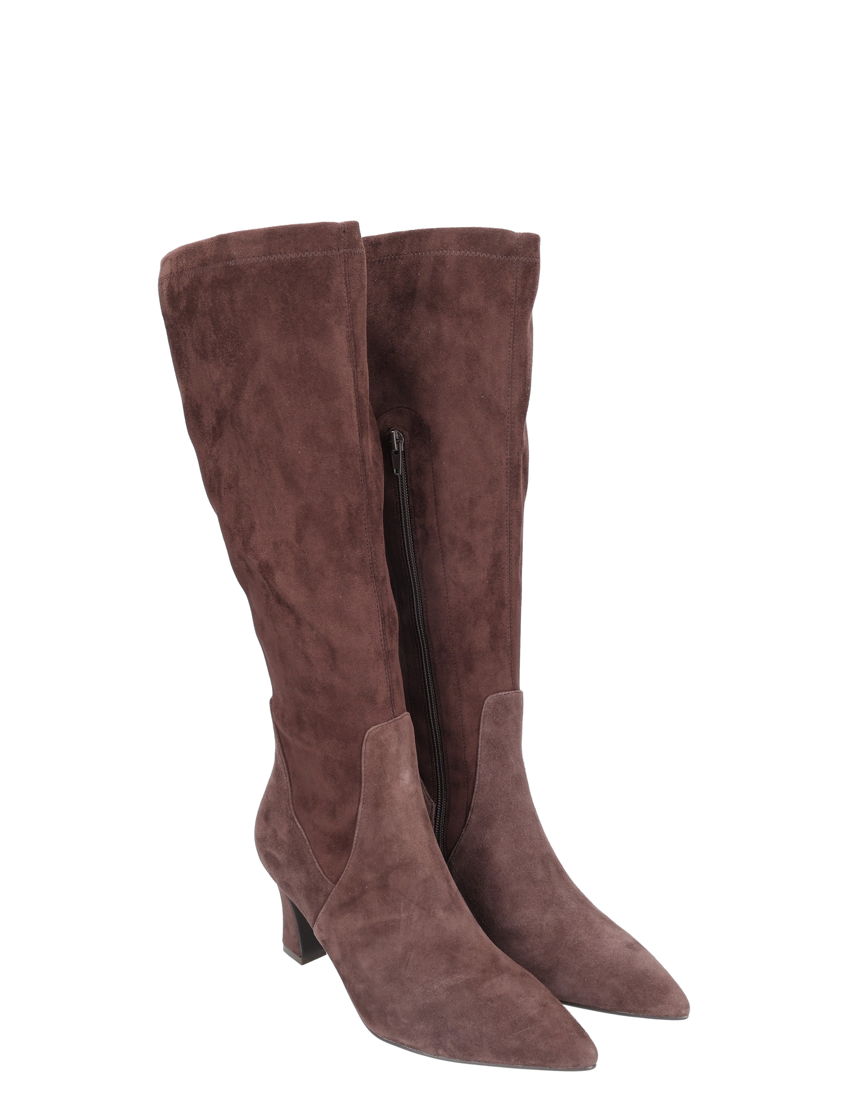 paarse, laars, suede, knee-high, zijklep-sluiting