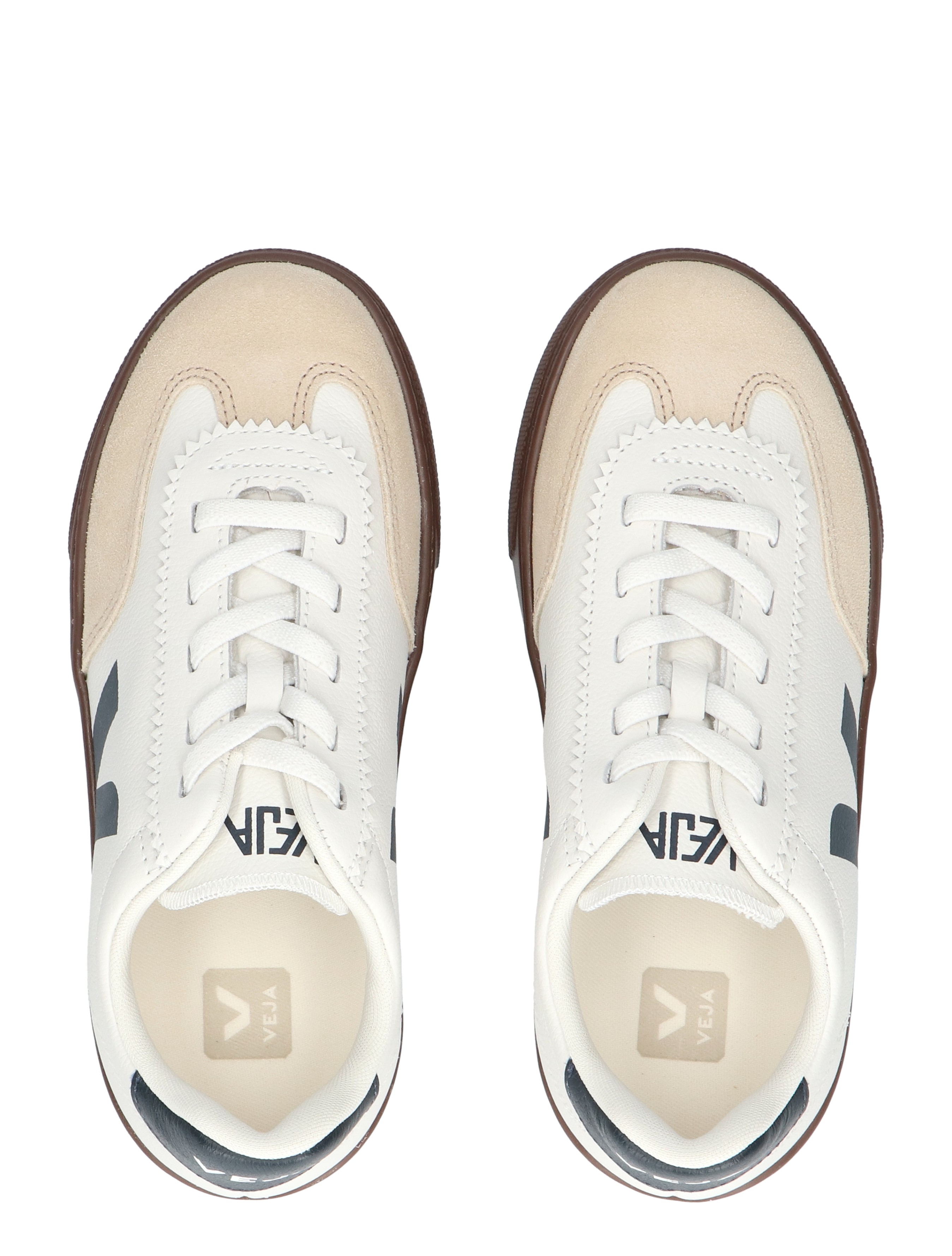 Veja - Small Volley Kids Leather SI2021013C White Nautico Bark - Meisjes - Lage Sneakers - Sneakers - 48211_83_7