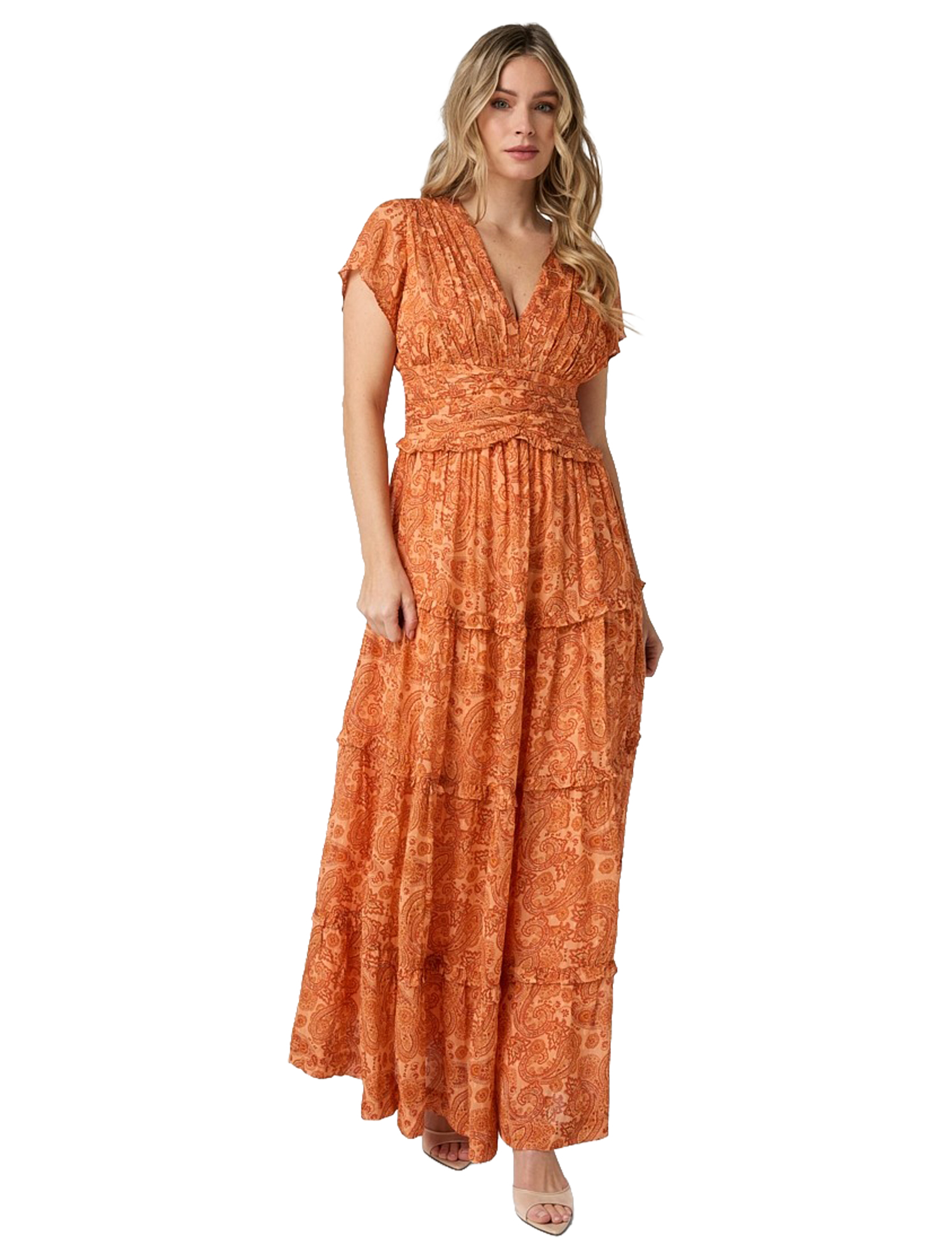 Ibana - Daryn Paisley Naranja - Dames - Jurken - 49981_45_3