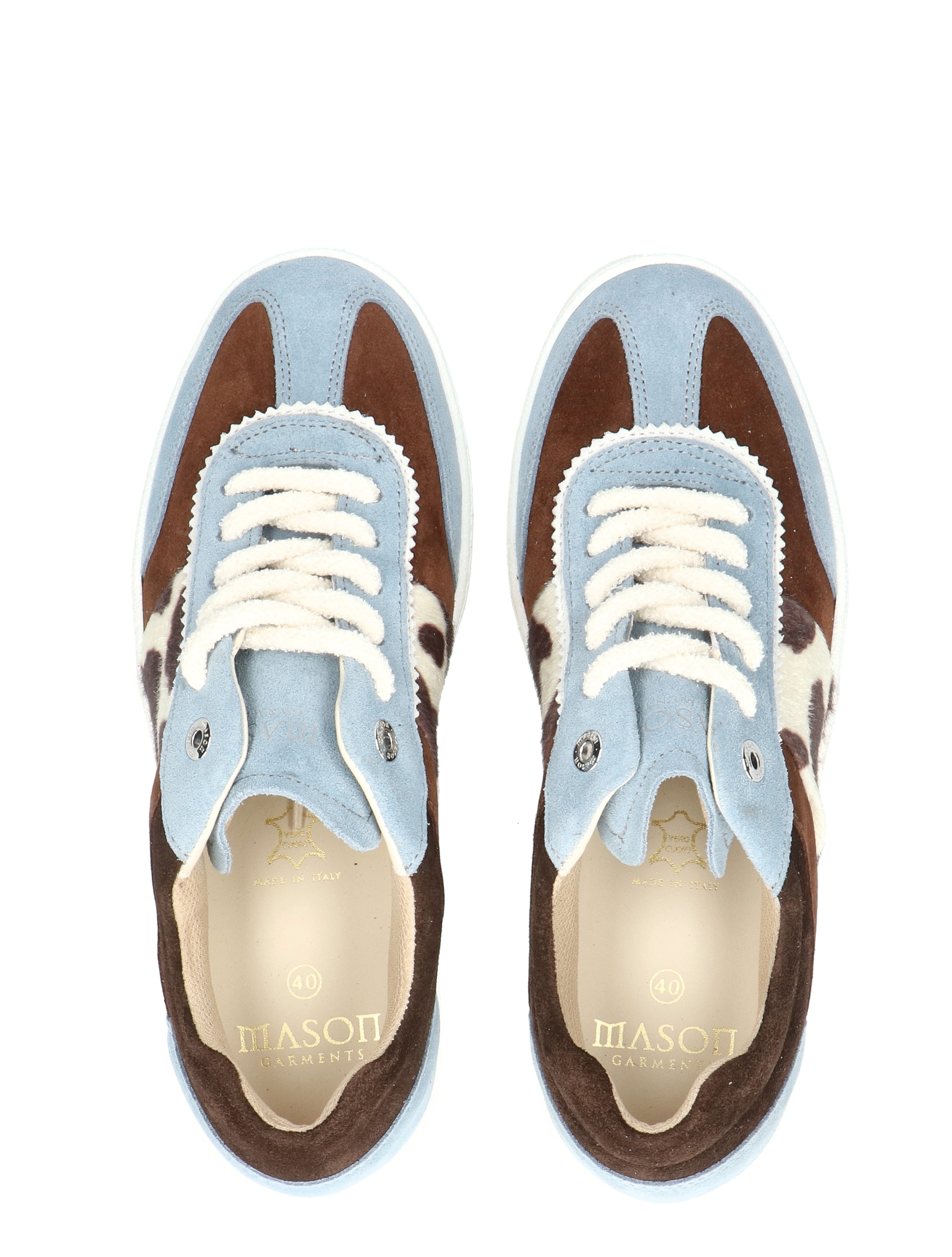 ledersneaker, suède, lichtblauw, veters, dalmate patroon