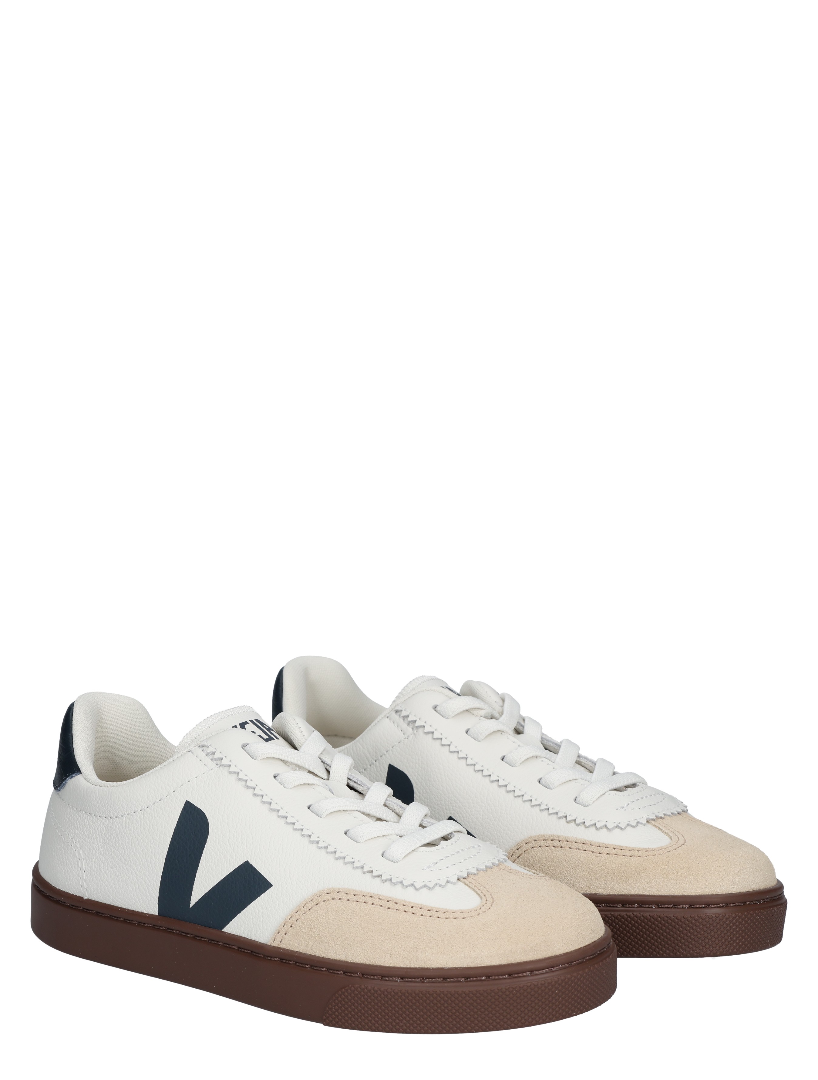 Veja - Small Volley Kids Leather SI2021013C White Nautico Bark - Meisjes - Lage Sneakers - Sneakers - 48211_83_5