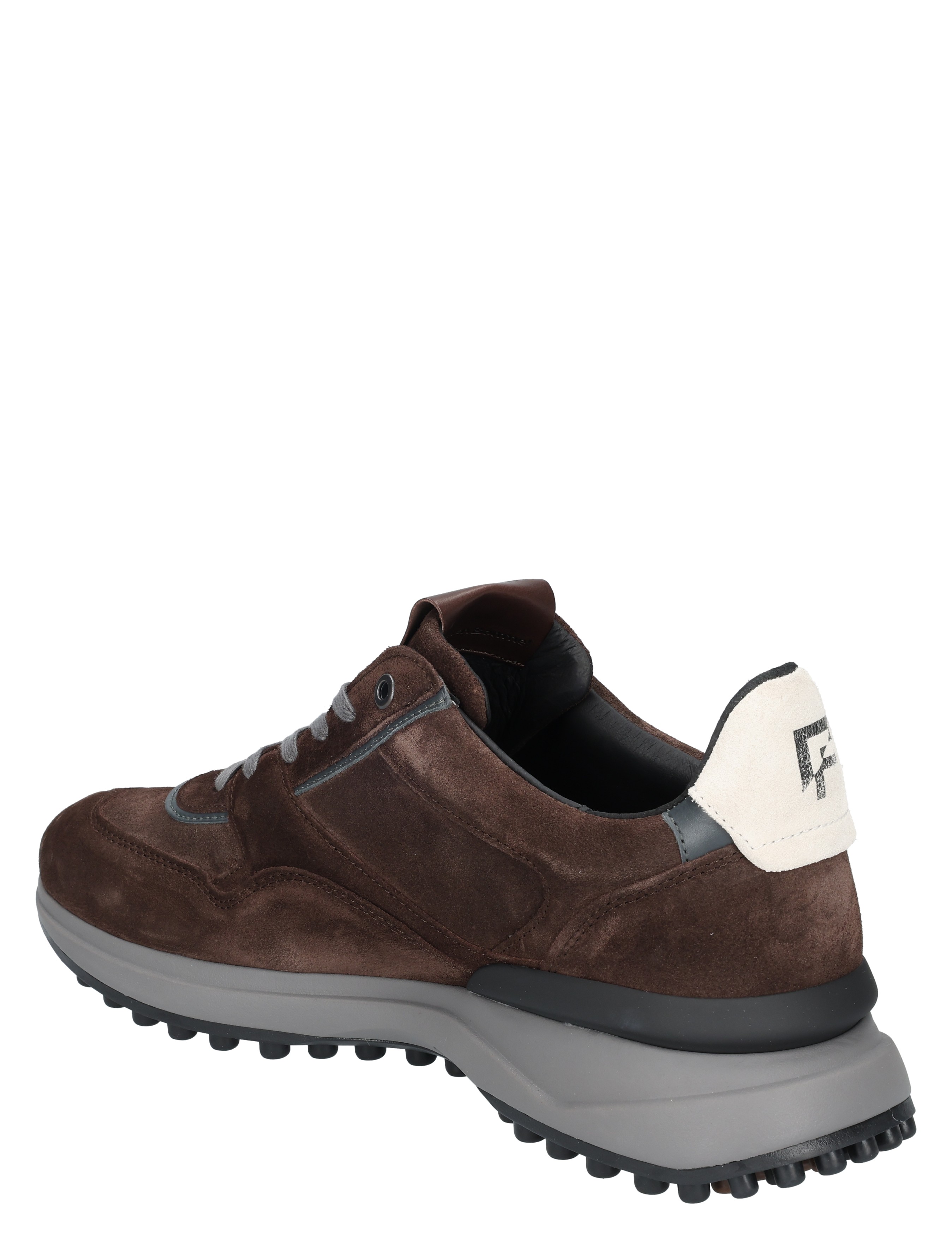 donkerbruin, suède, sneaker, luxe-tegengeluid, gewattelde-zool
