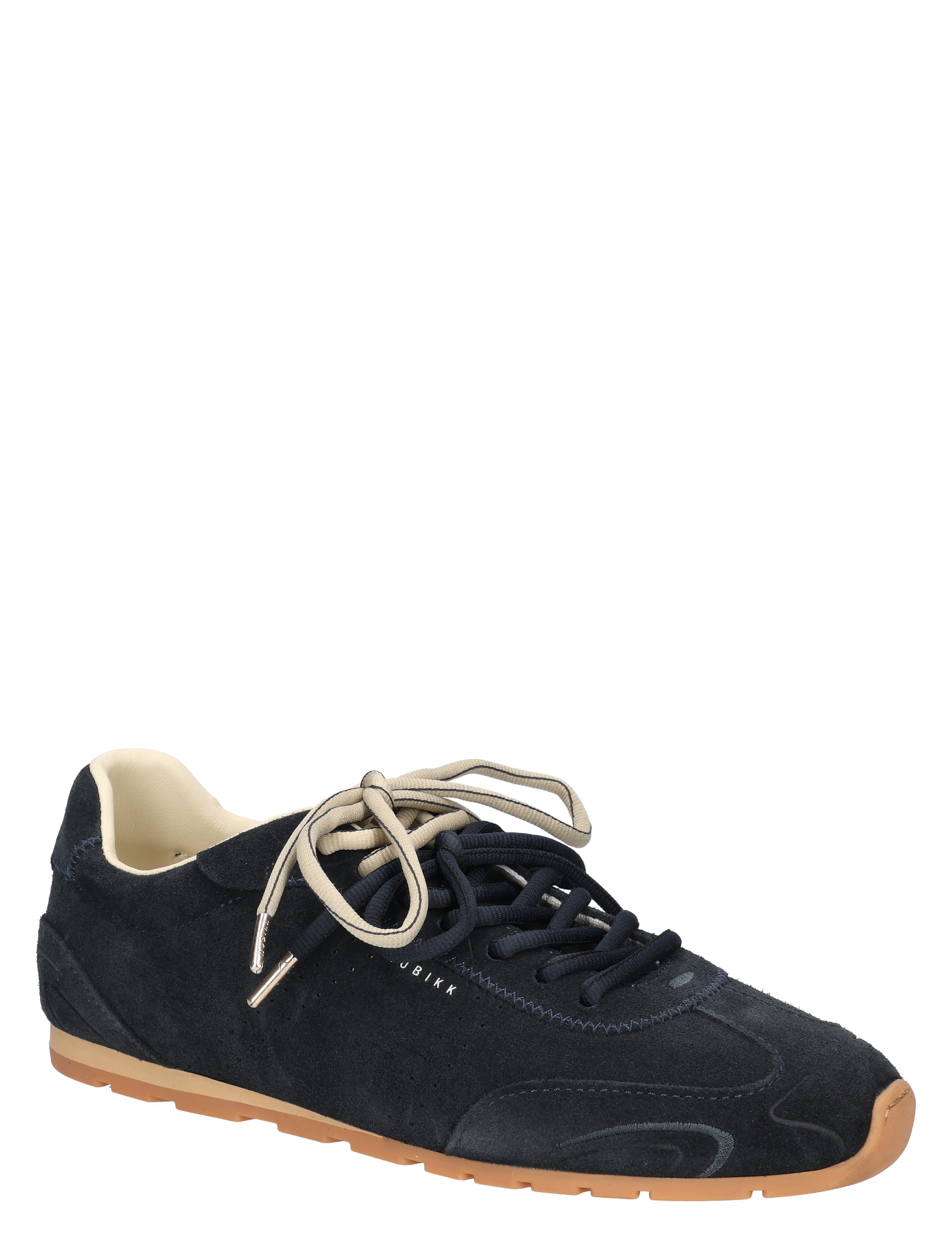 sneaker, suède, navy, lederen zool, veters