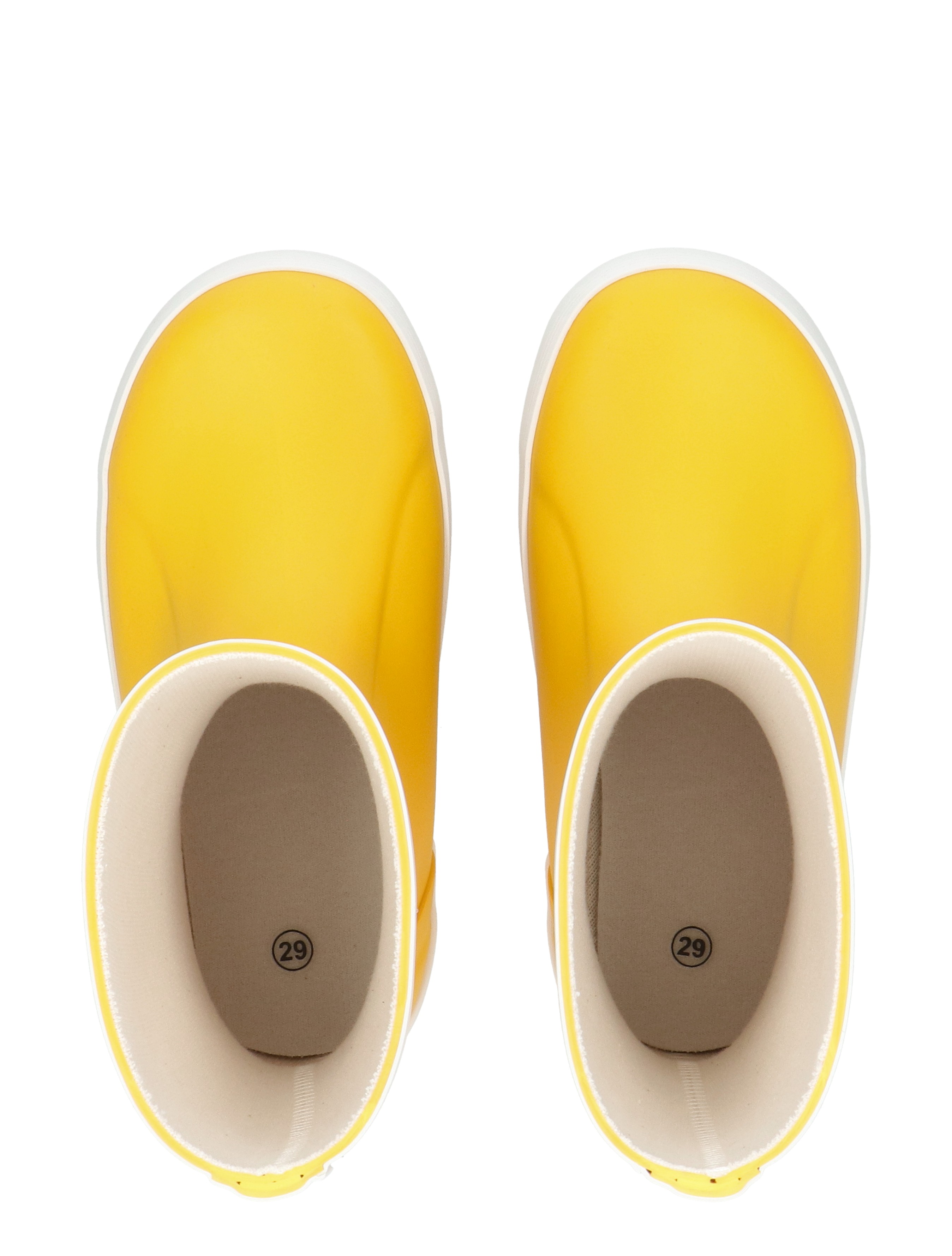 rubber boots, yellow rain boots, kids boots, slip-on, size 29
