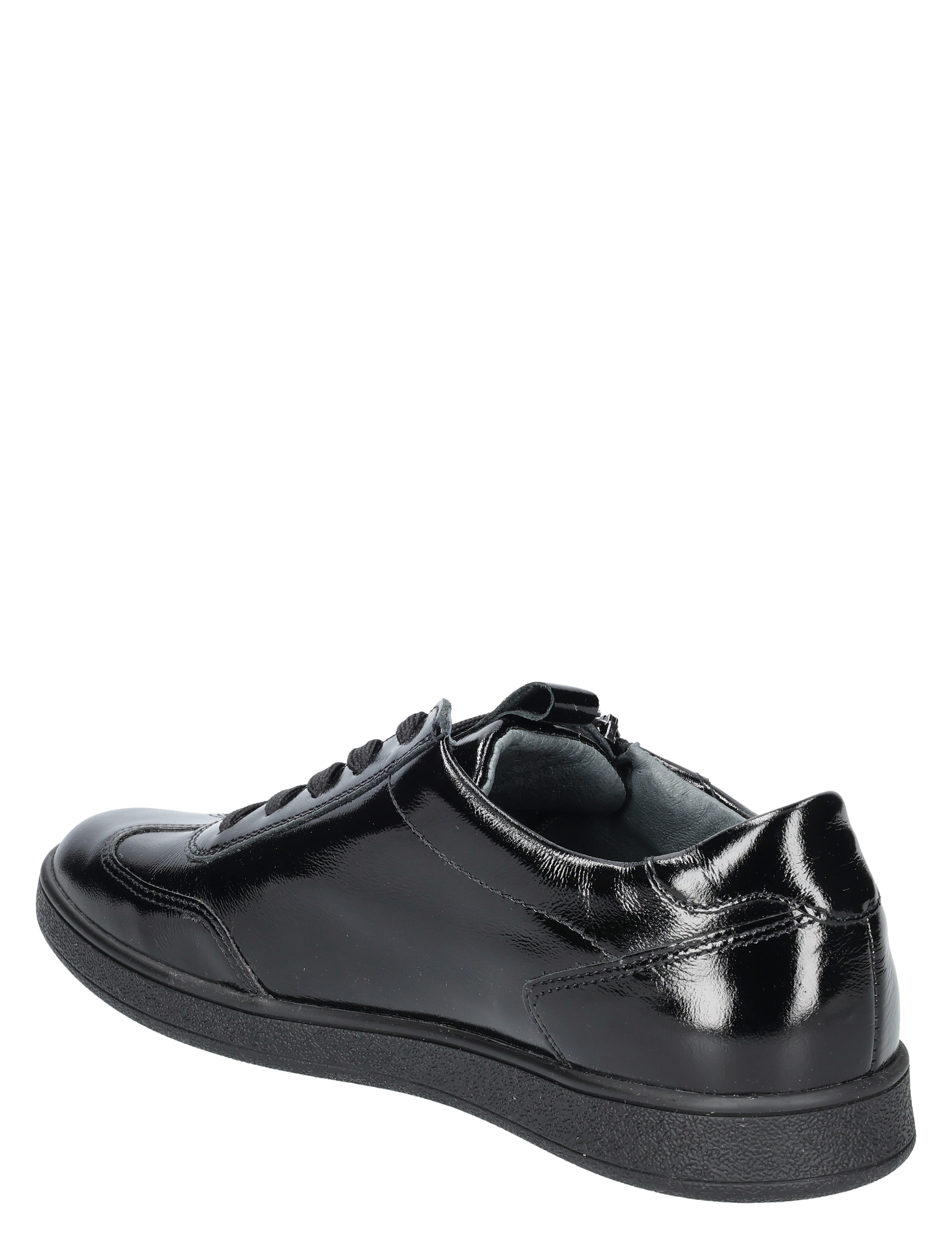 sneaker, lederen, zwart, lakleer, casual