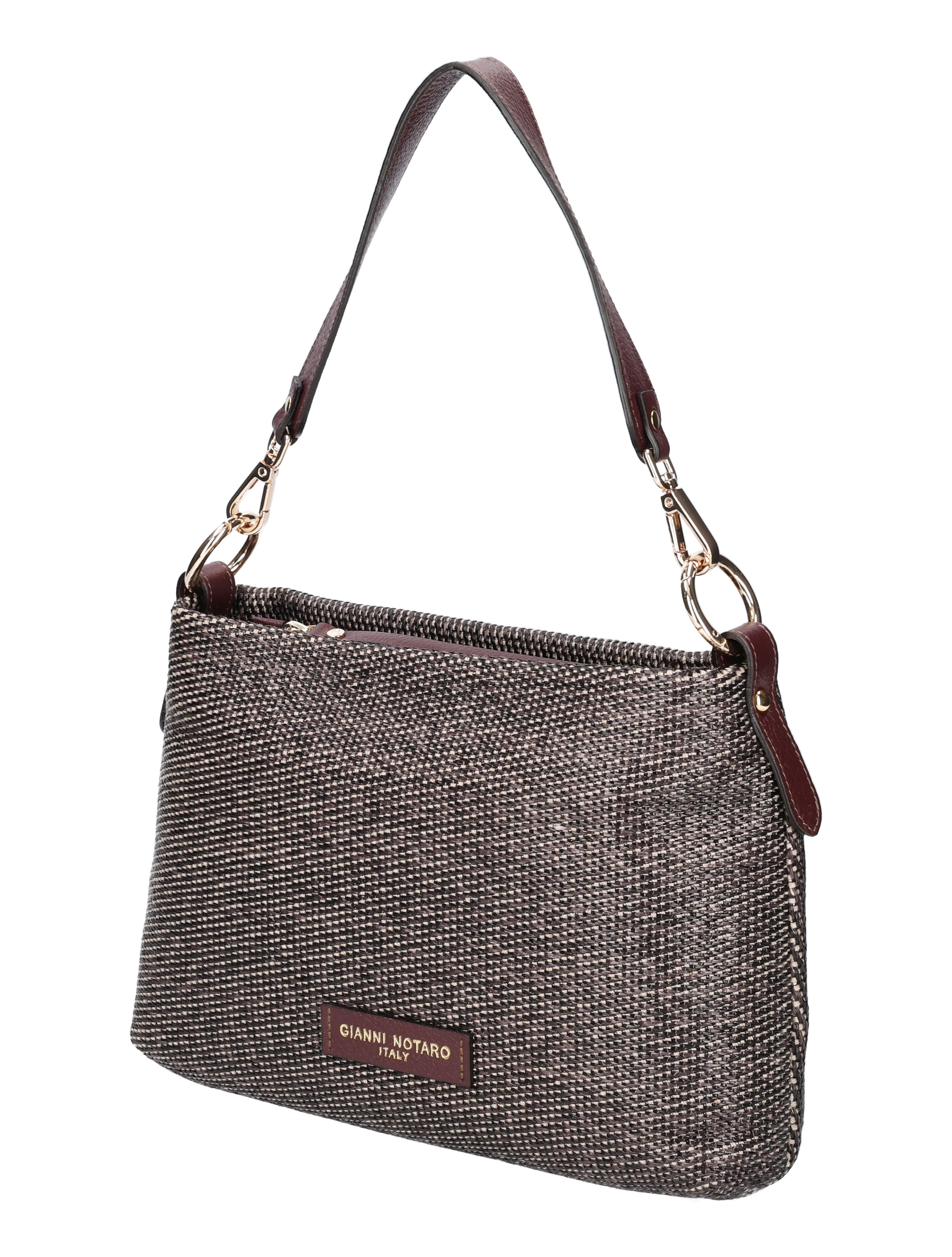 tweed tas, schoudertas, riemendetail, haak hardware, GIANNI NOTARO label