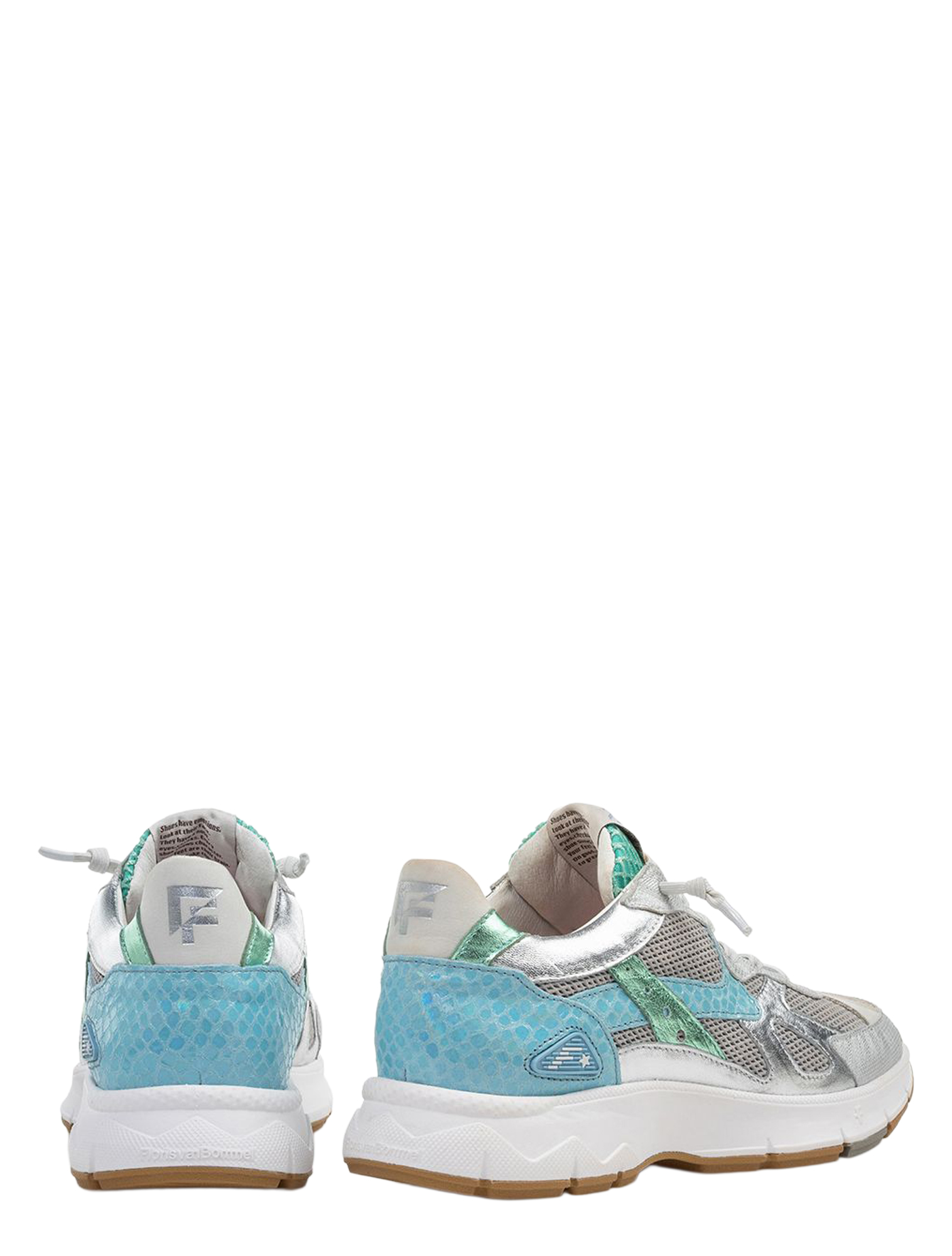 sneaker, sportschoen, kunstmatig leer, mesh, turkoois/blauw metallic