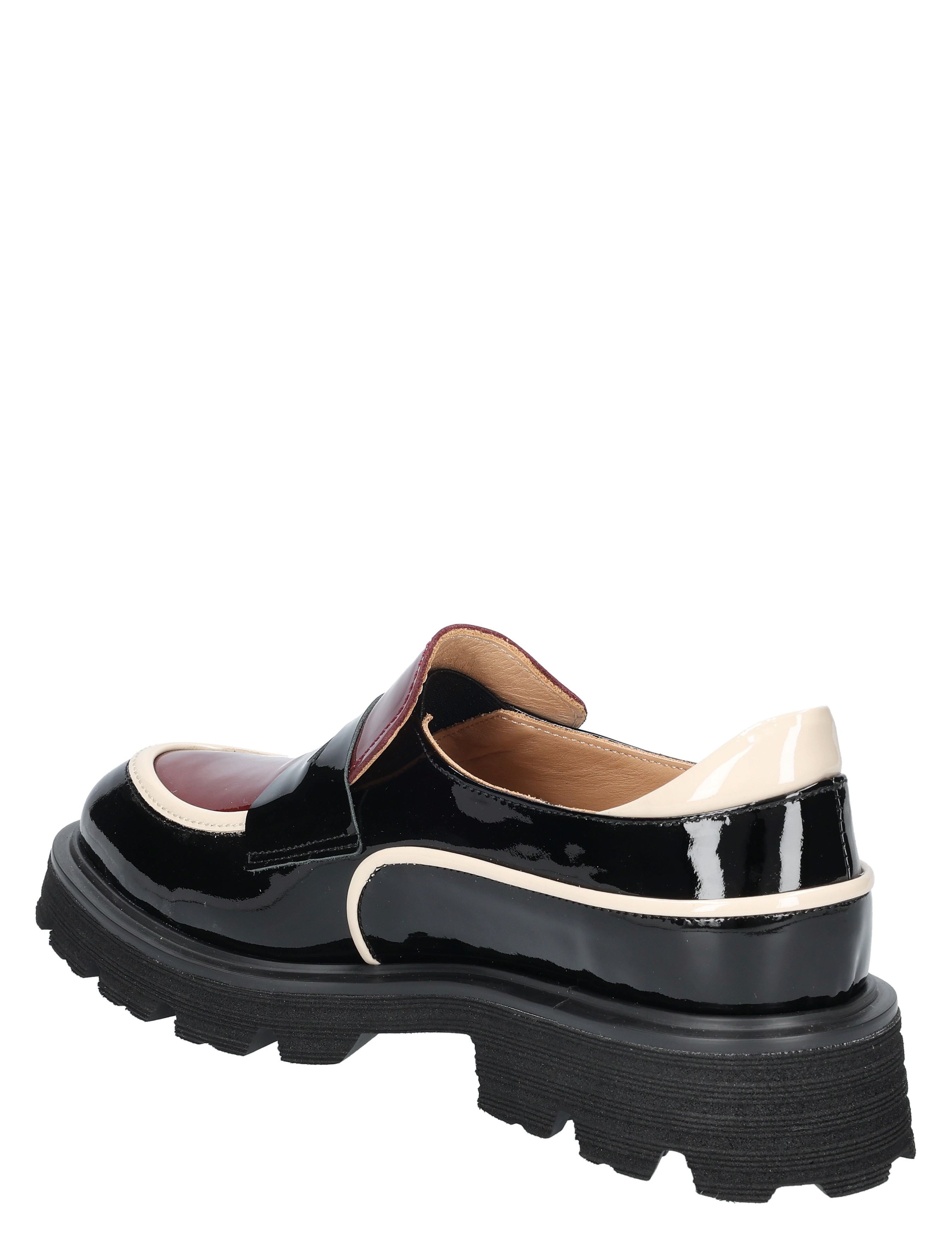 loafer, slip-on, patent leather, black, chunky sole