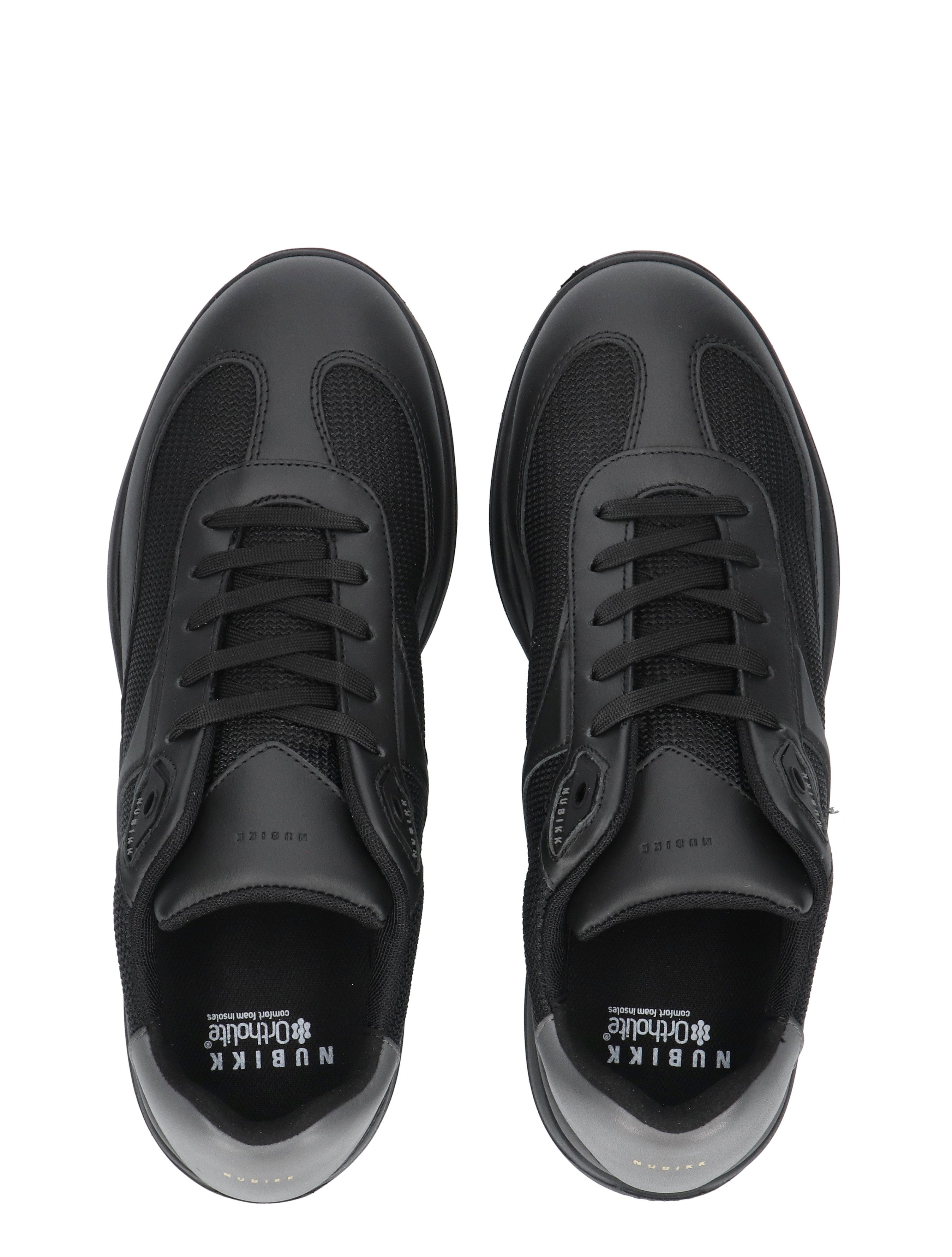 sneakers, zwart, veterschoen, mesh, padding