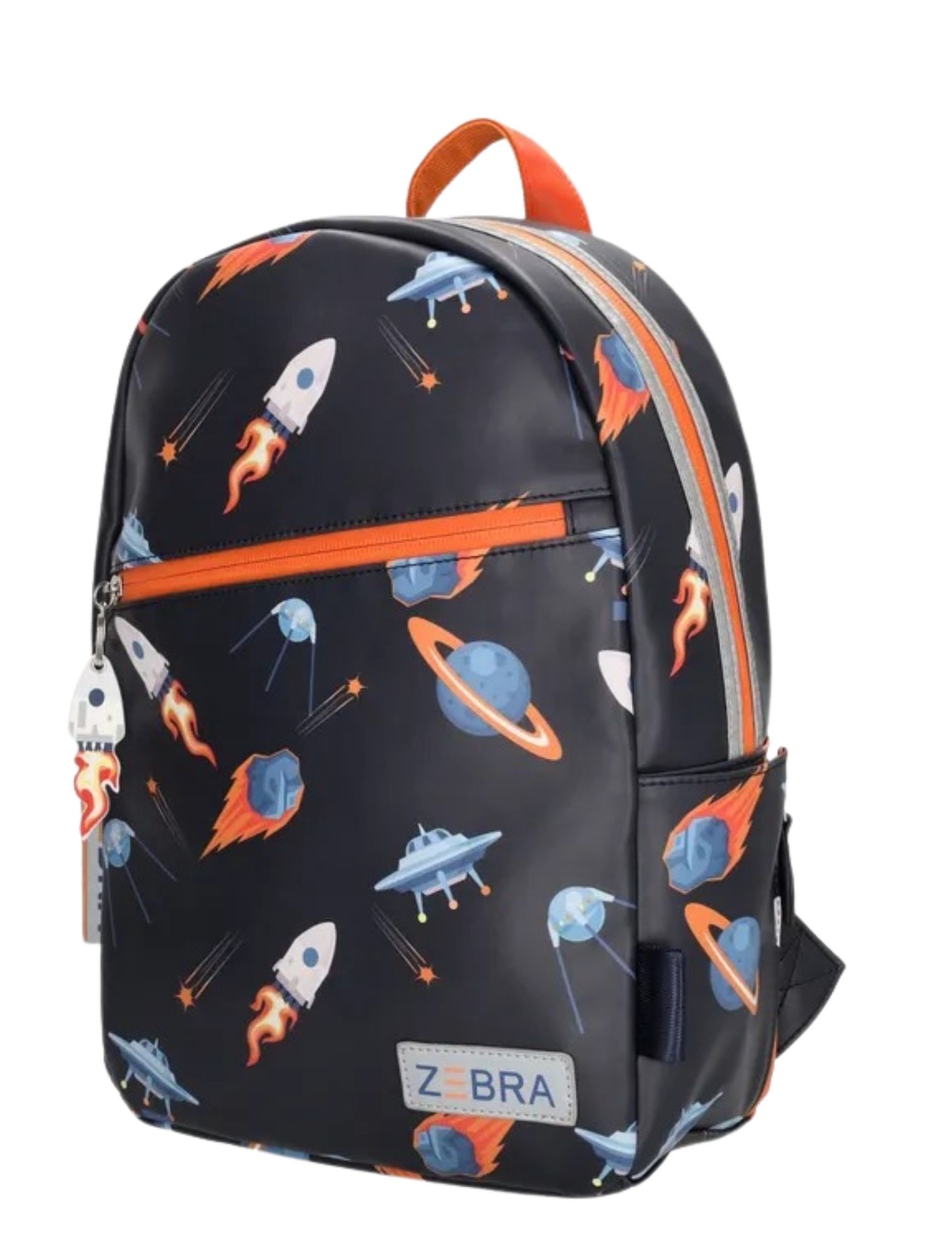 rugzak, backpack, ruimtevaart, neonoranje, geïsoleerde rits