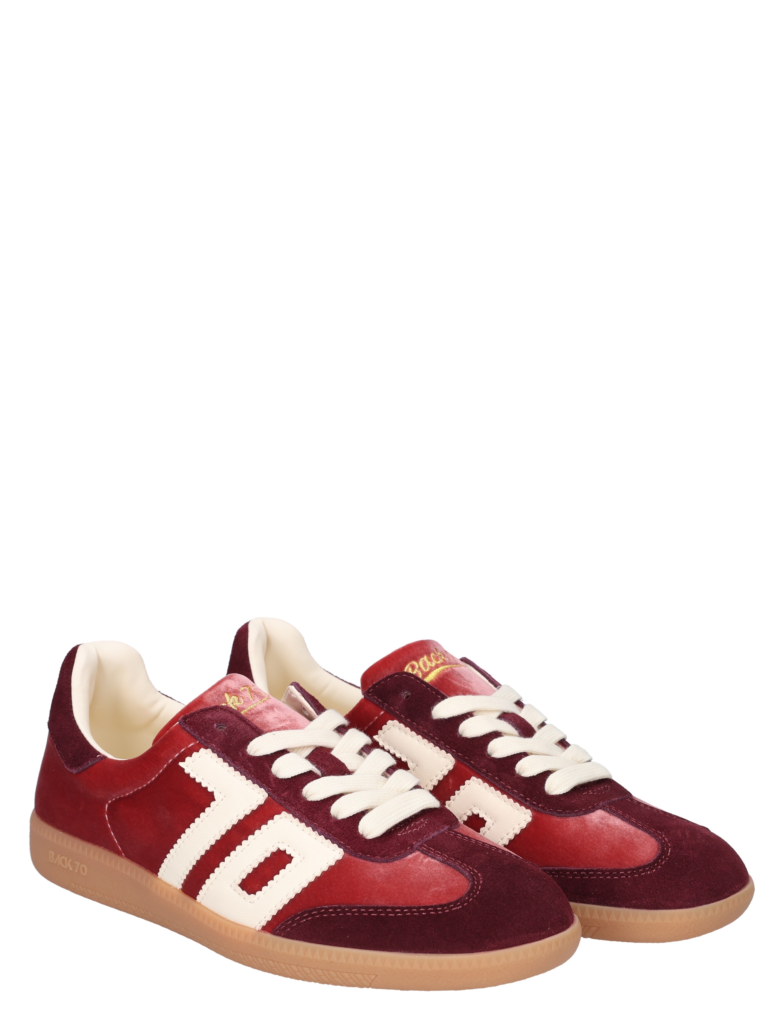 sneakers, burgundy, suede, white detail, gum sole