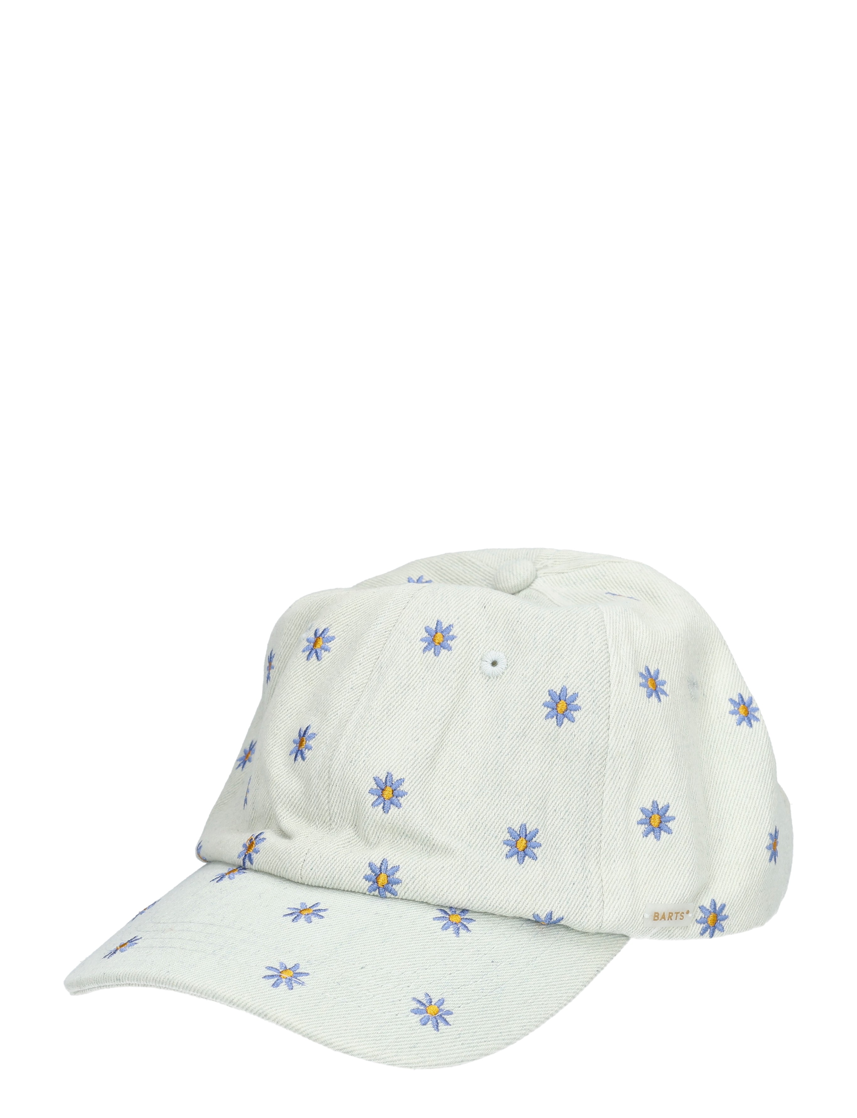 petroluwhol, daisy-pattern, cap, denim, embroidered
