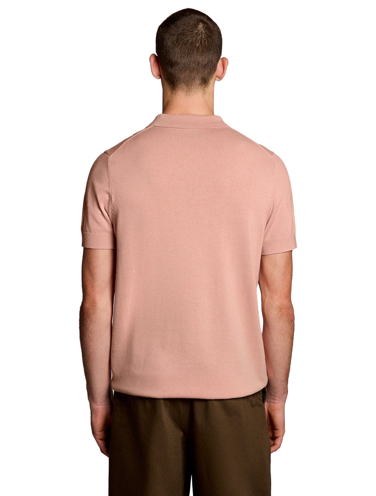 Lyle and Scott - Short Sleeve Knitted Polo Pink Grapefruit - Heren - T-Shirts & Polos - 49954_48_3