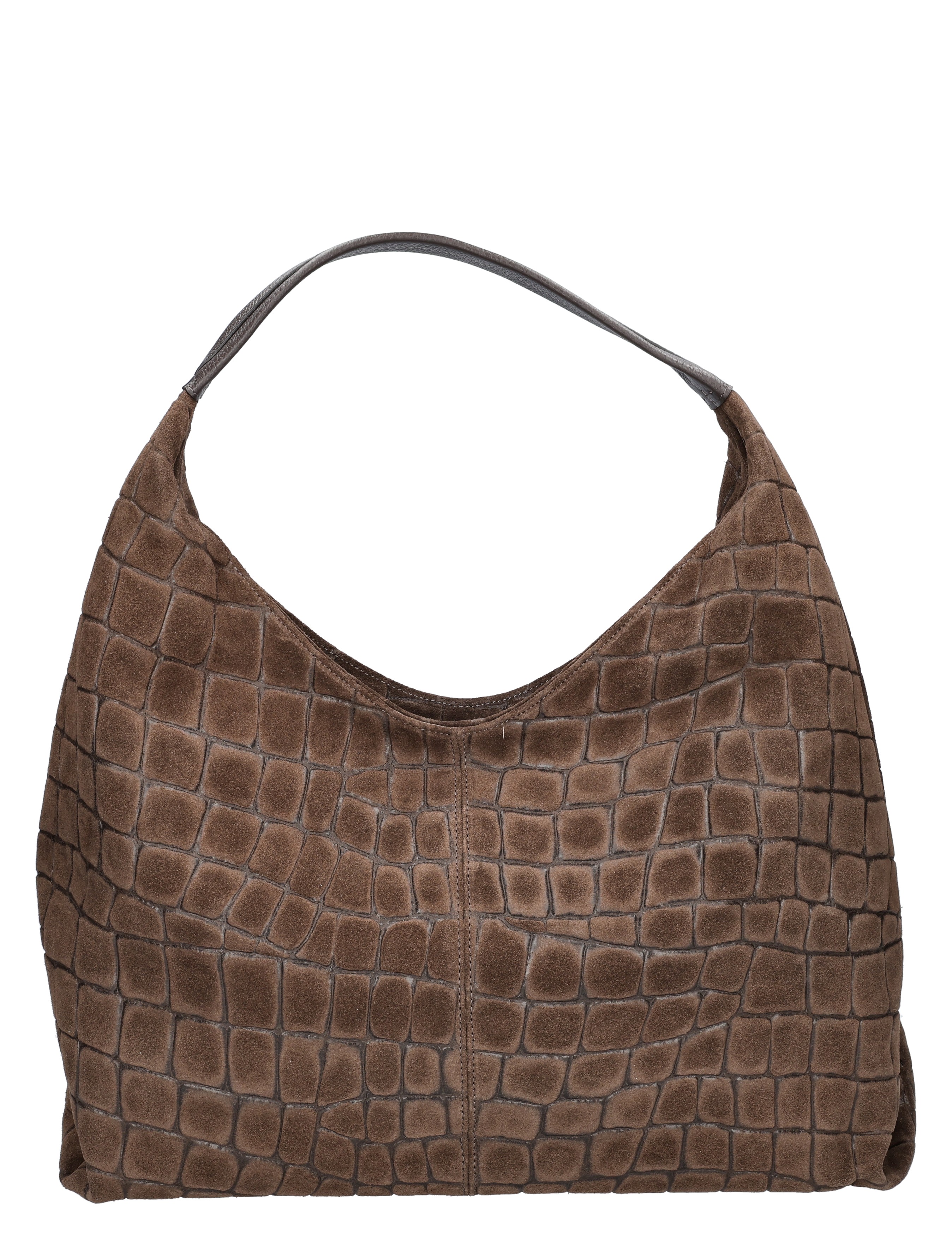 handtas, hobo, croco, bruine, voering