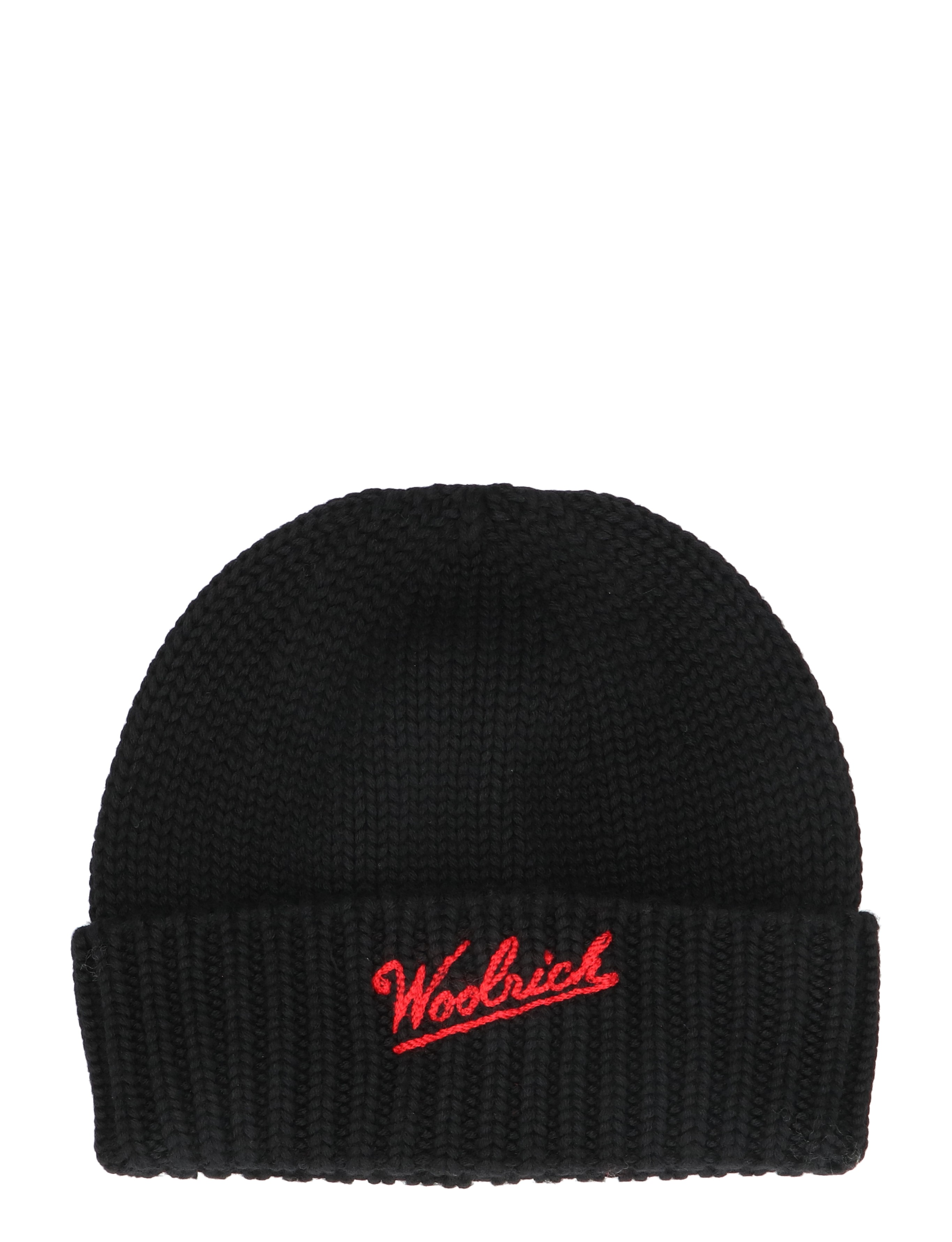 Woolrich - Wool Logo Beanie 100 Black - Heren - Mutsen - 48315_11_1