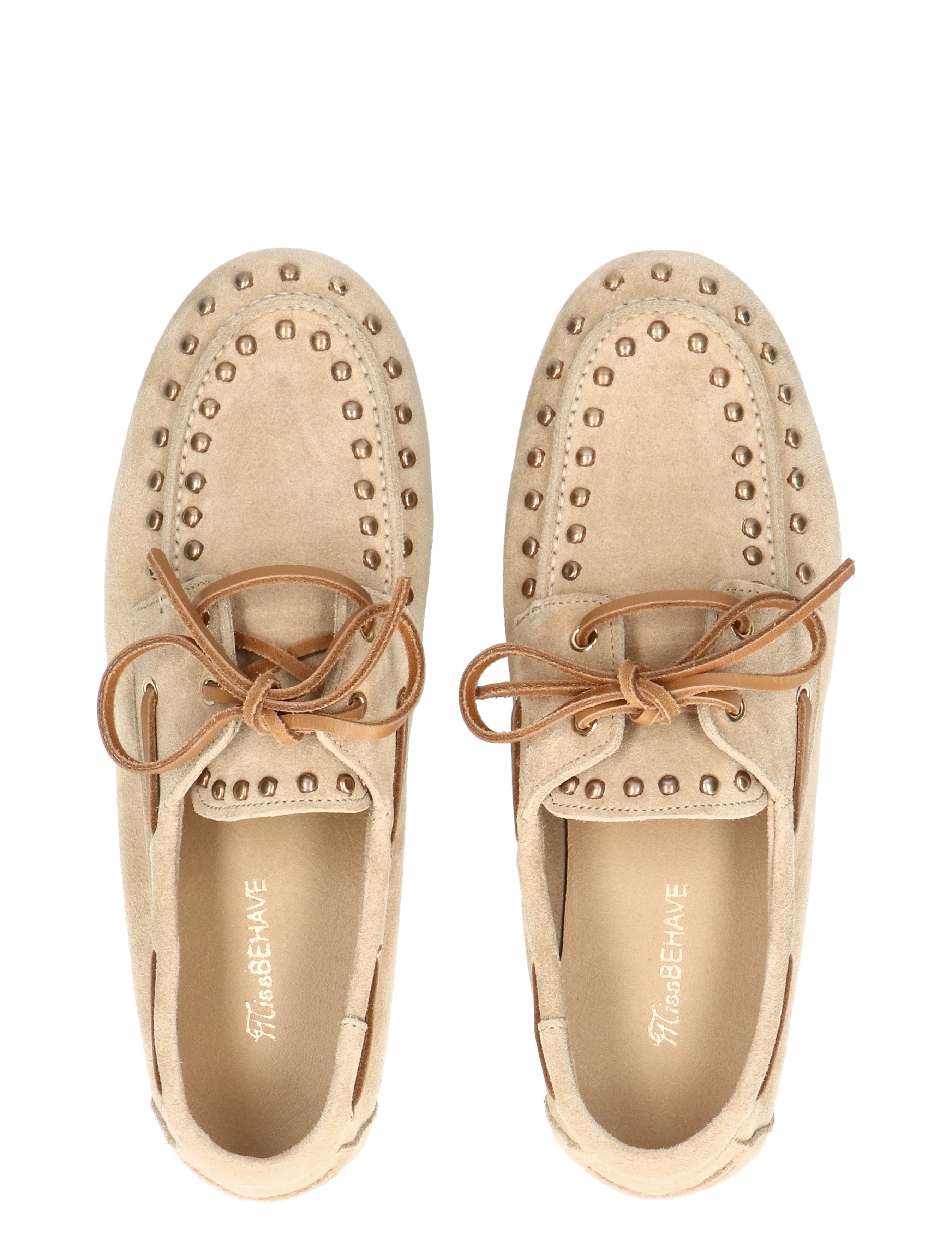 mocassins, leren, riemen, studs, neutraal beige