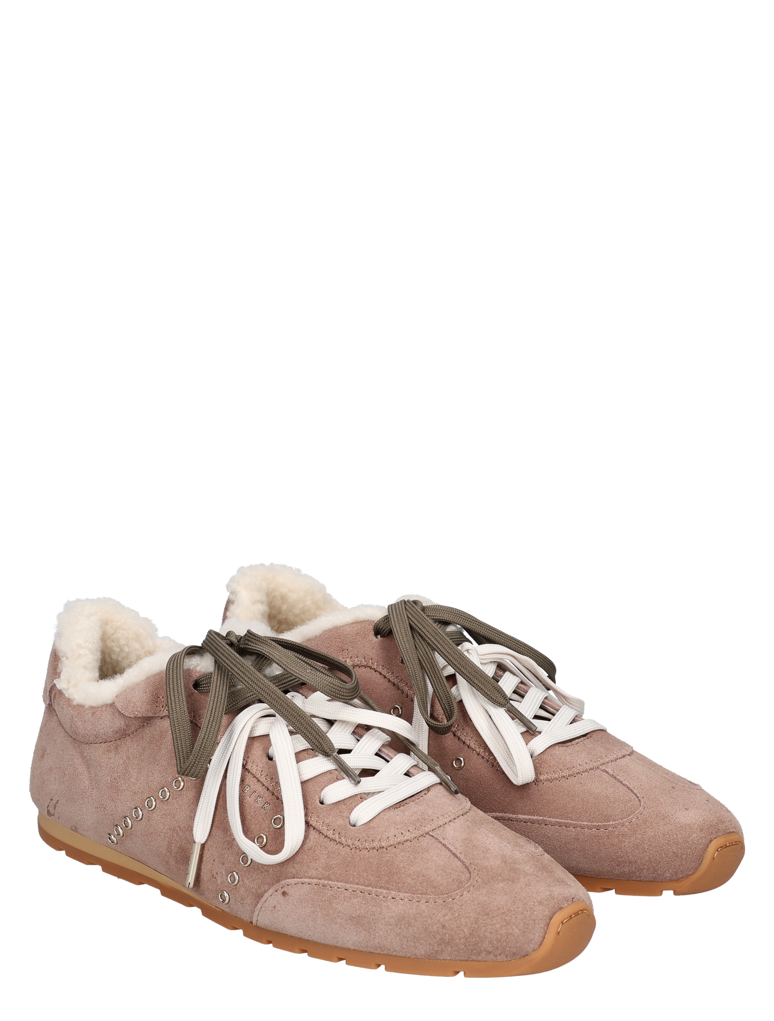 suede, wandelschoenen, vachtvoering, veters, gumsole