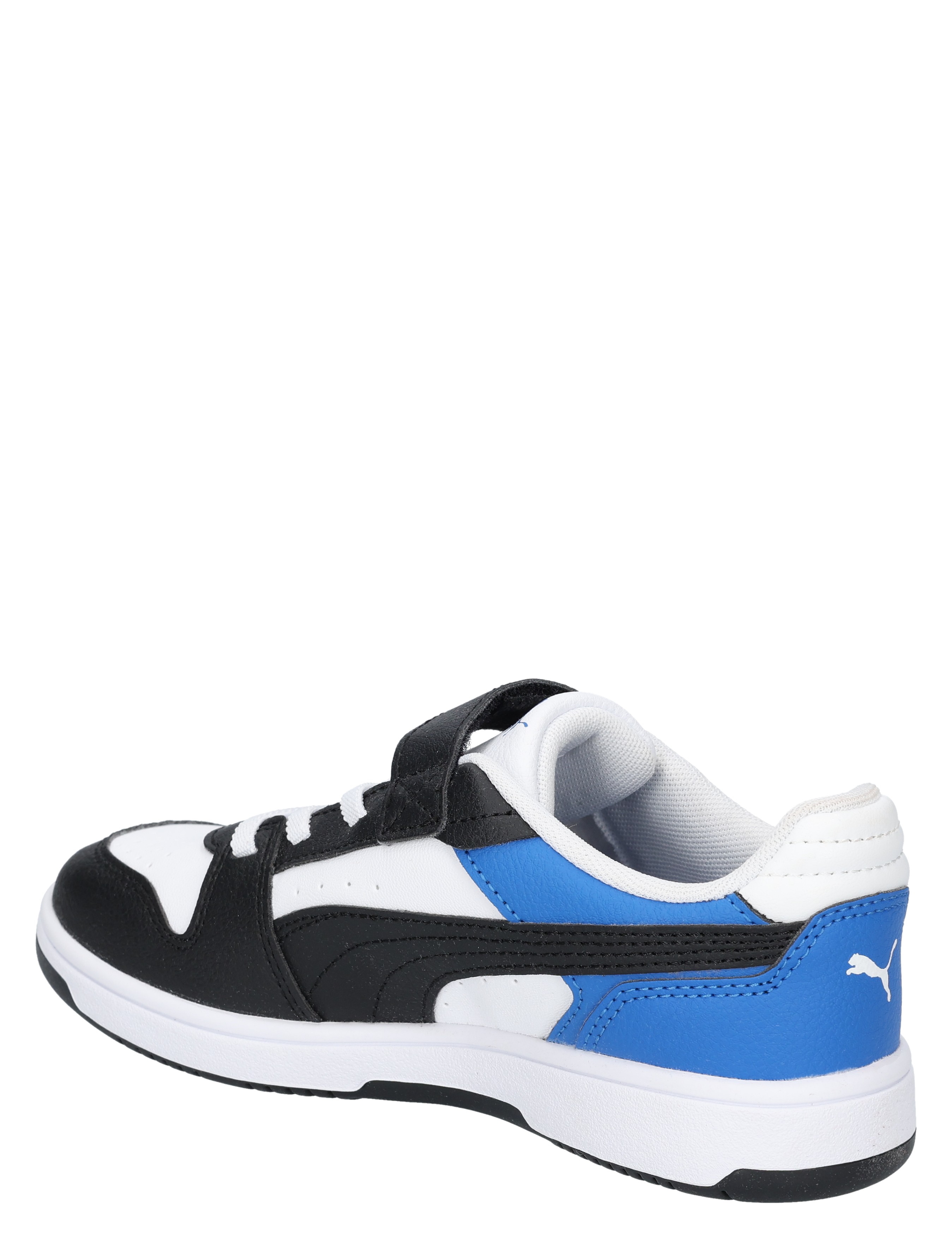 sneaker, sneaker athletic, zwart wit blauw, laag model, riemsluiting