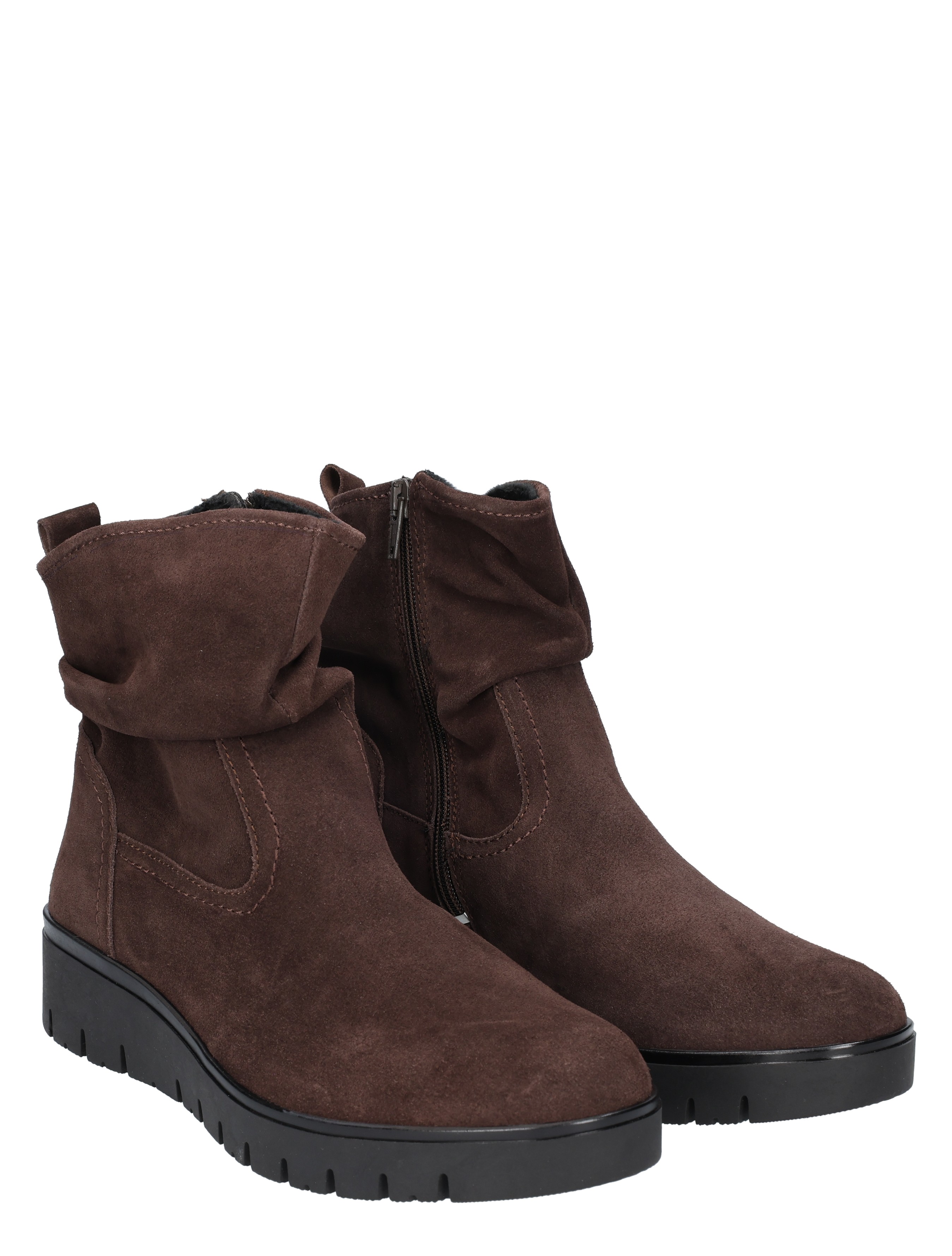 boot, ankle boot, brown suede, zipper, platform sole