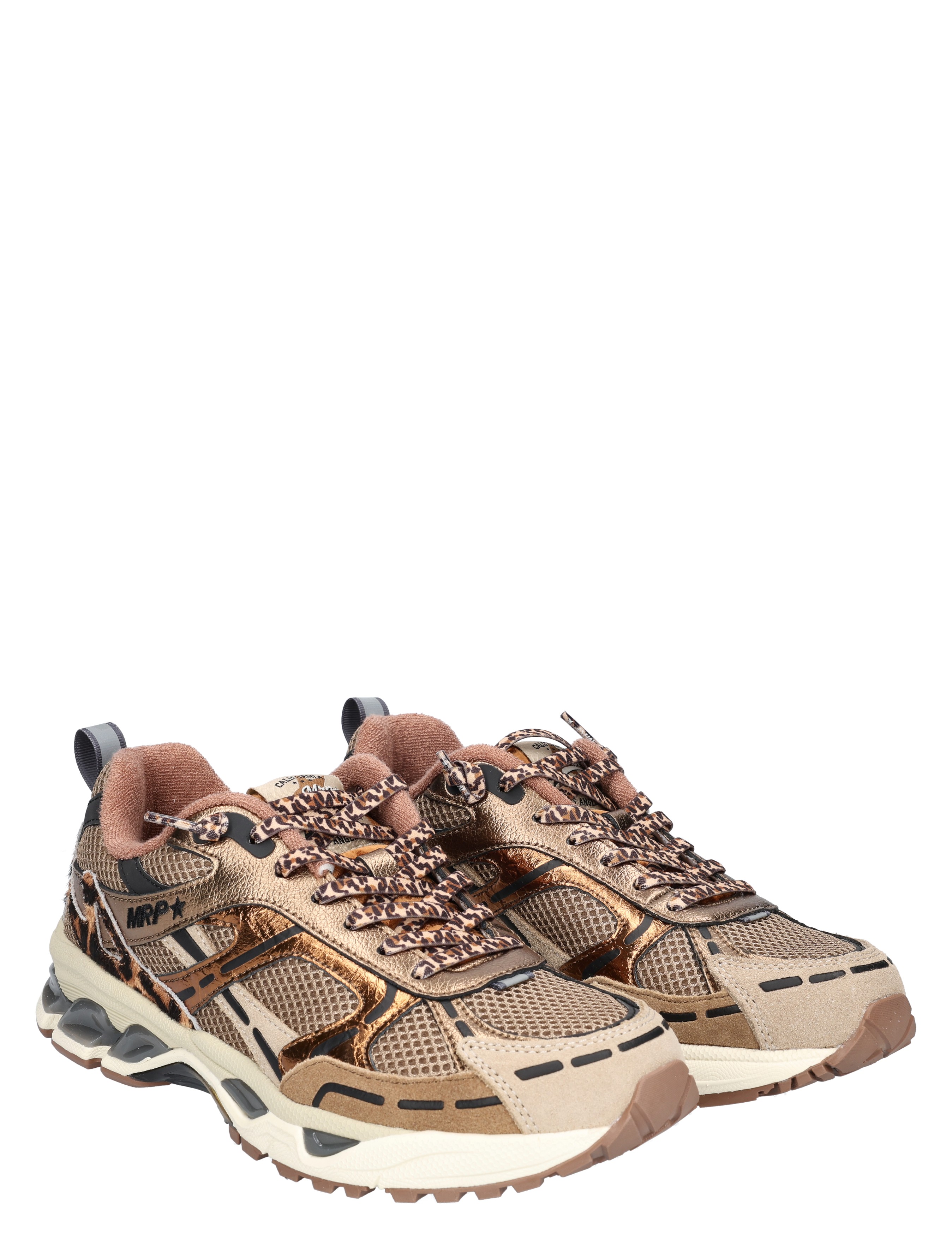 sneakers, grijs, bruine, mesh, veter